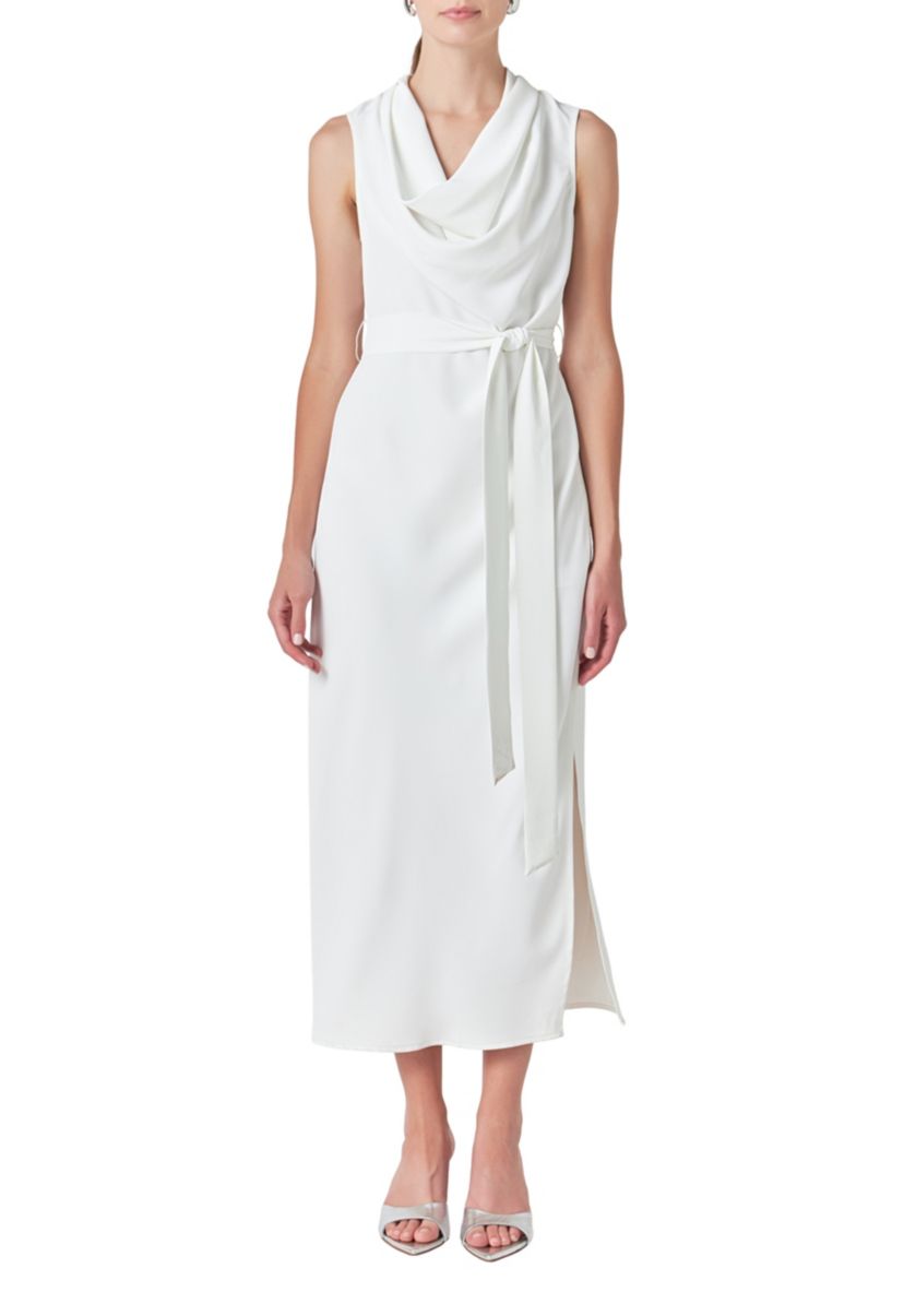 Flowy Neckline Long Dress