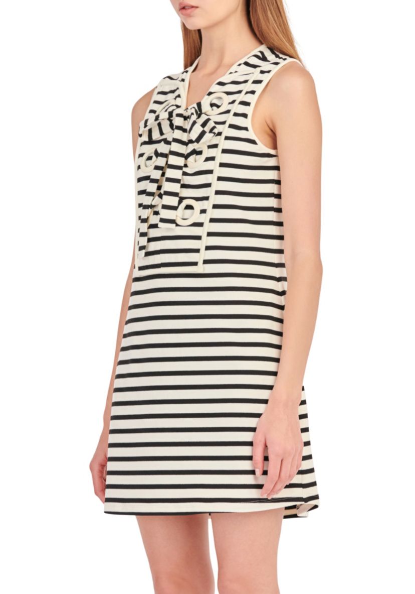 Striped Knit Lace Up Dress