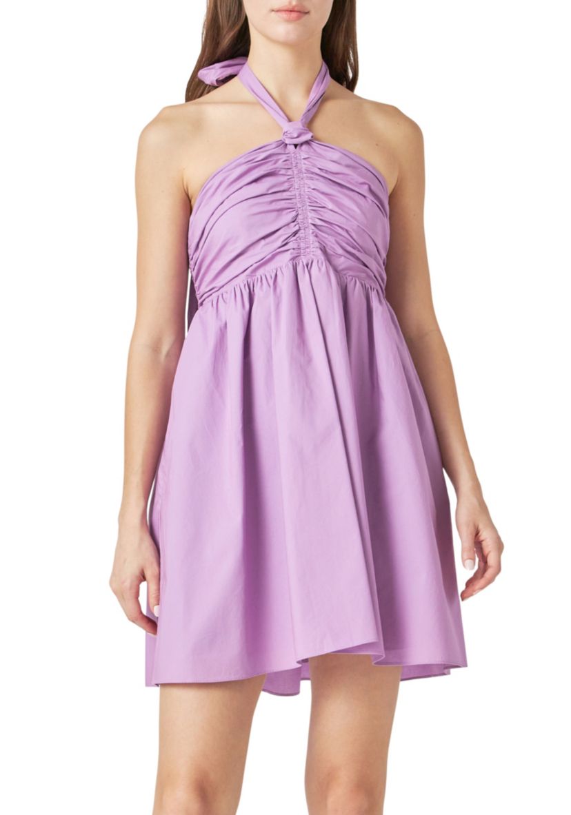Ruched Halter Neck Flounce Dress