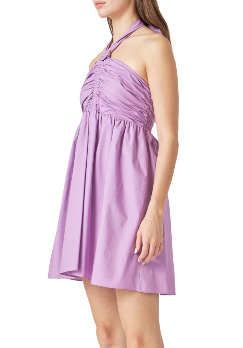 Ruched Halter Neck Flounce Dress