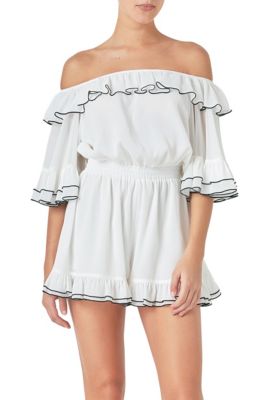 Women's Contrast Edge Off Shoulder Romper