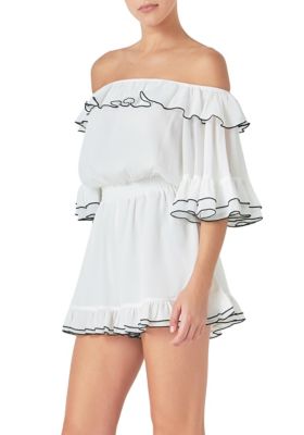 Women's Contrast Edge Off Shoulder Romper