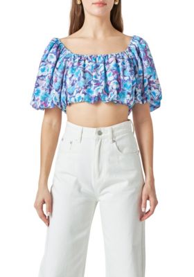 Women's Floral Satin Effect Crop Top