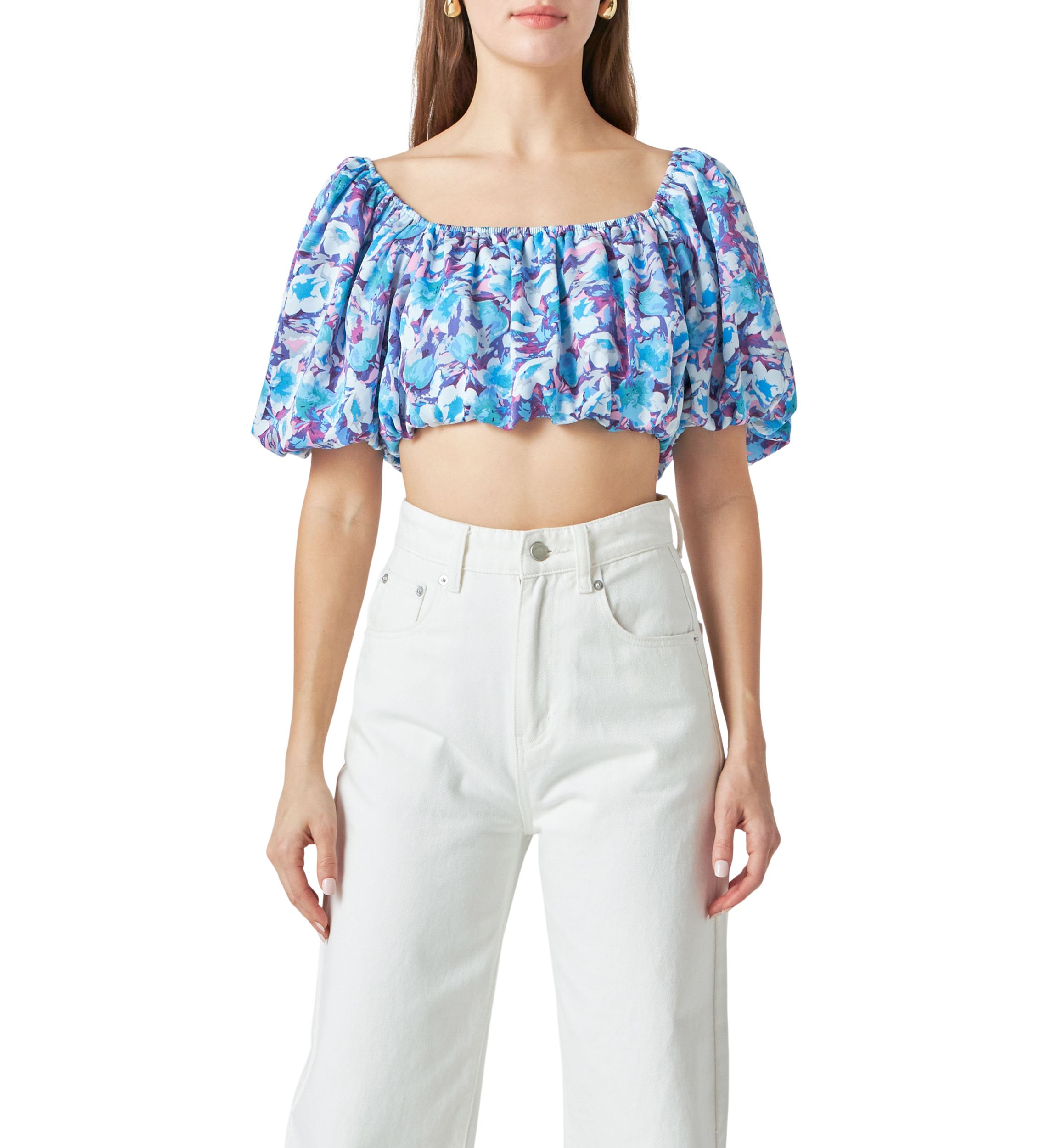 Floral Satin Effect Crop Top
