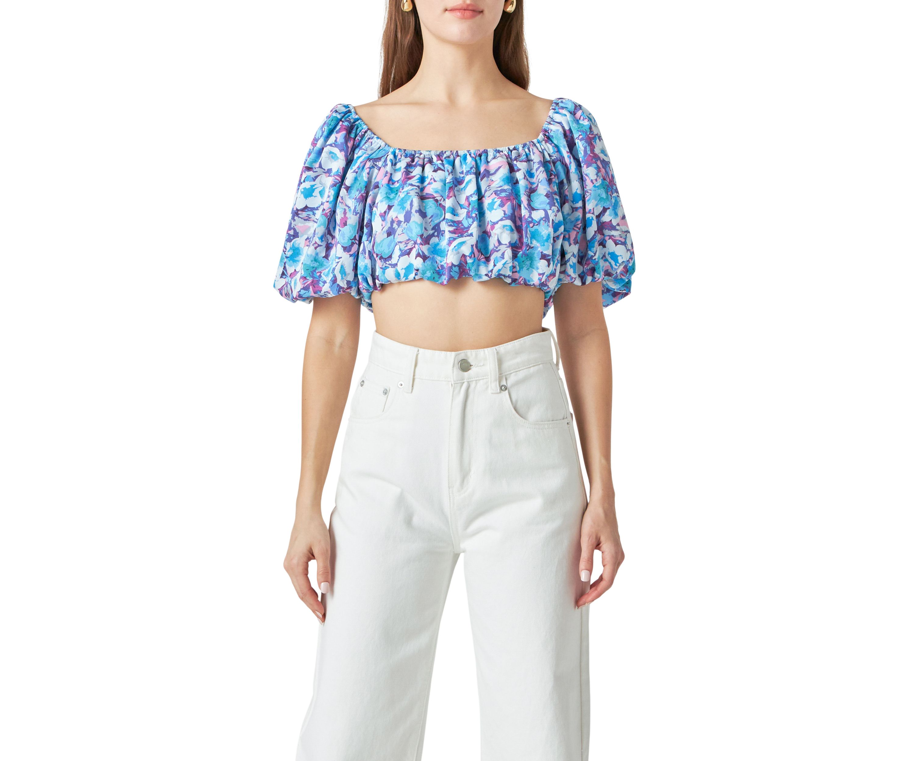 Floral Satin Effect Crop Top