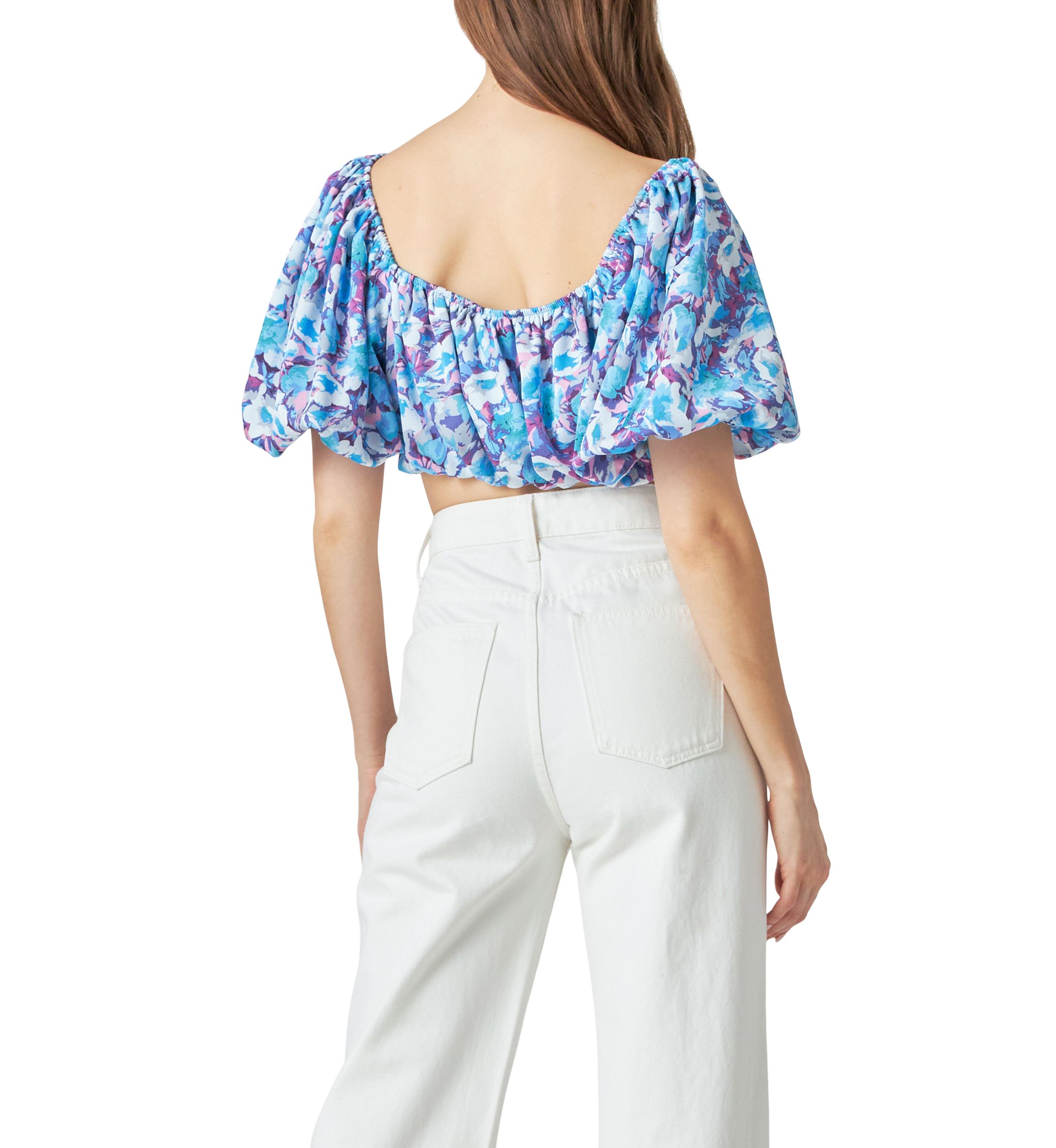 Floral Satin Effect Crop Top