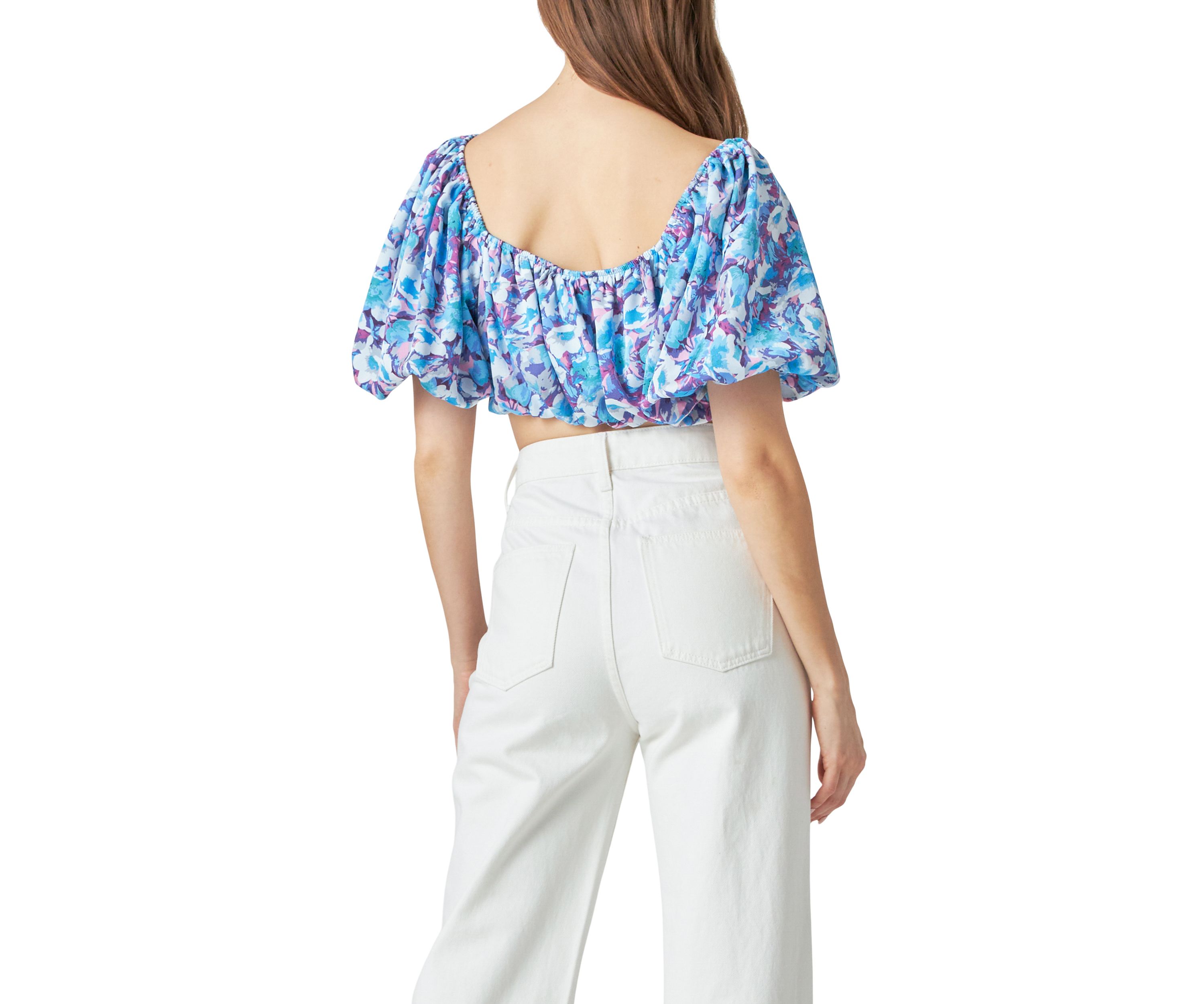Floral Satin Effect Crop Top