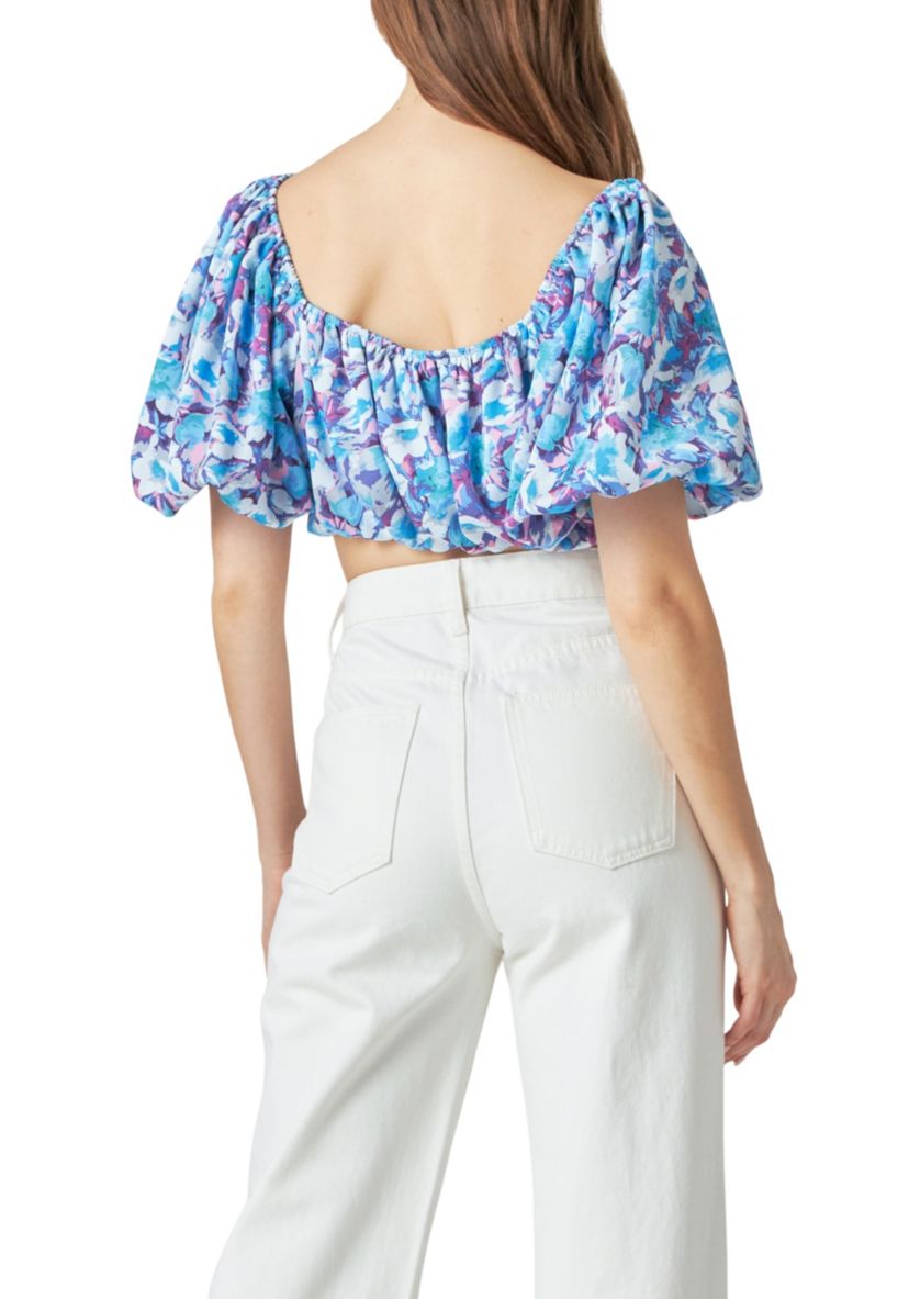 Floral Satin Effect Crop Top