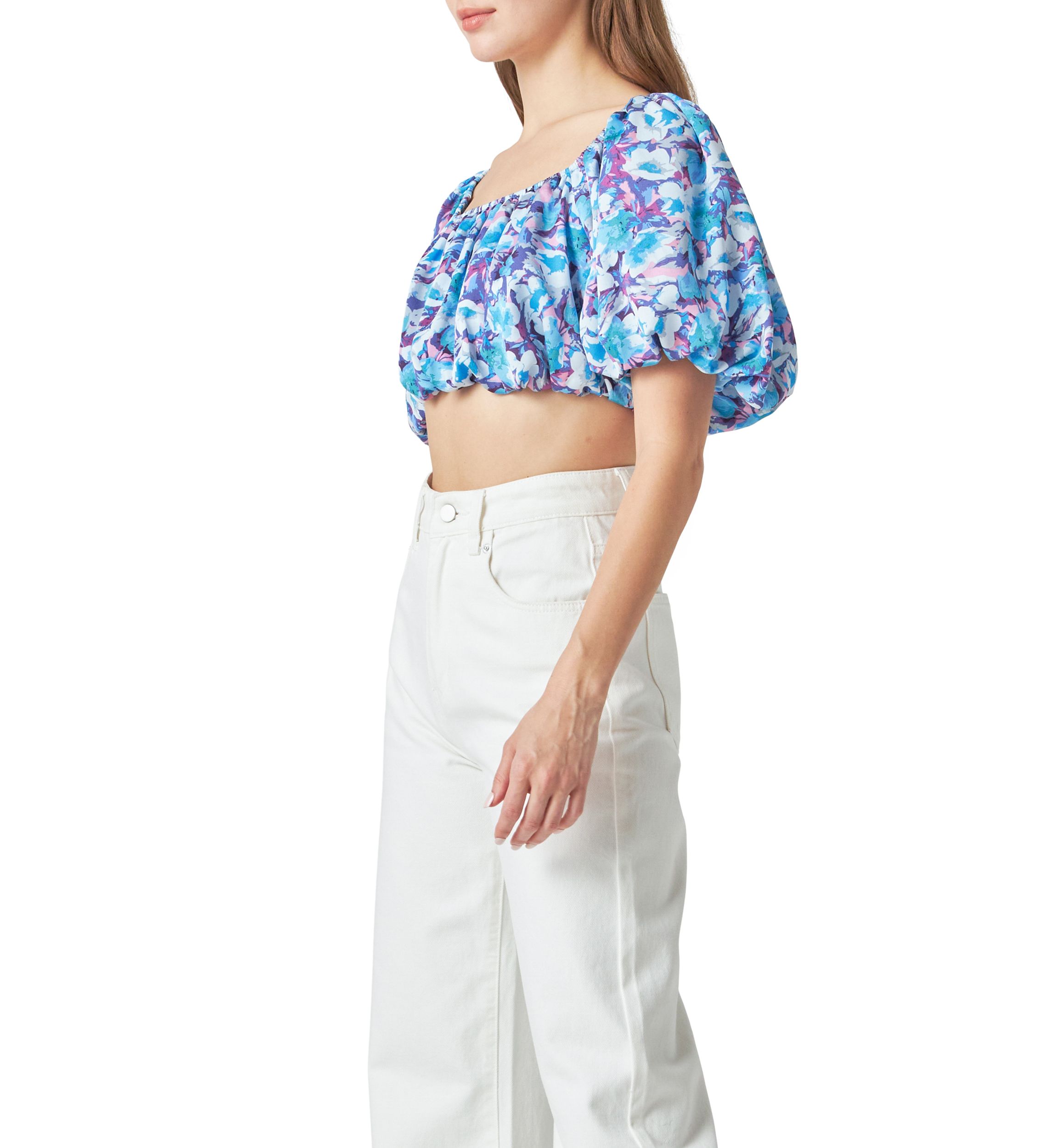 Floral Satin Effect Crop Top