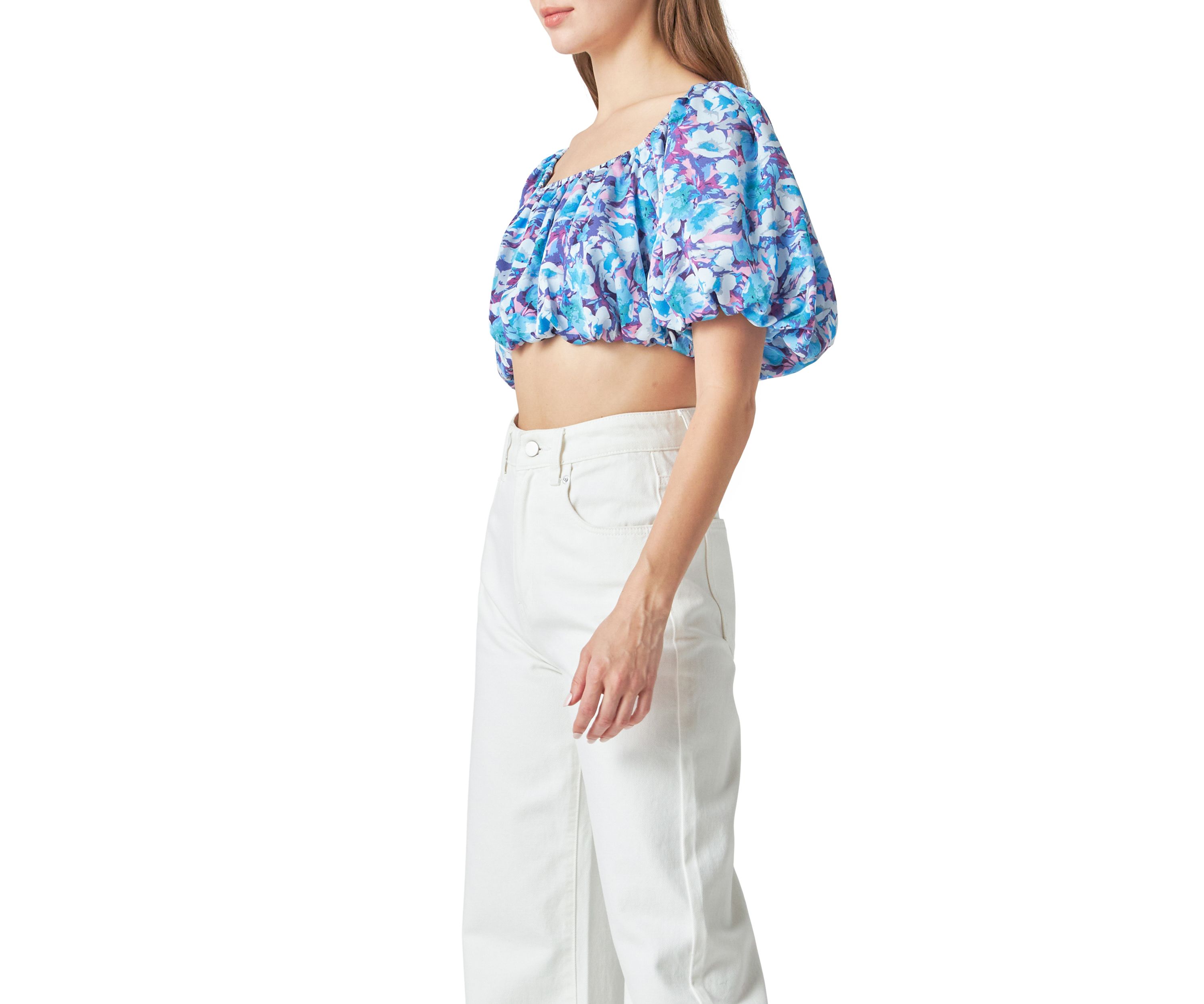 Floral Satin Effect Crop Top