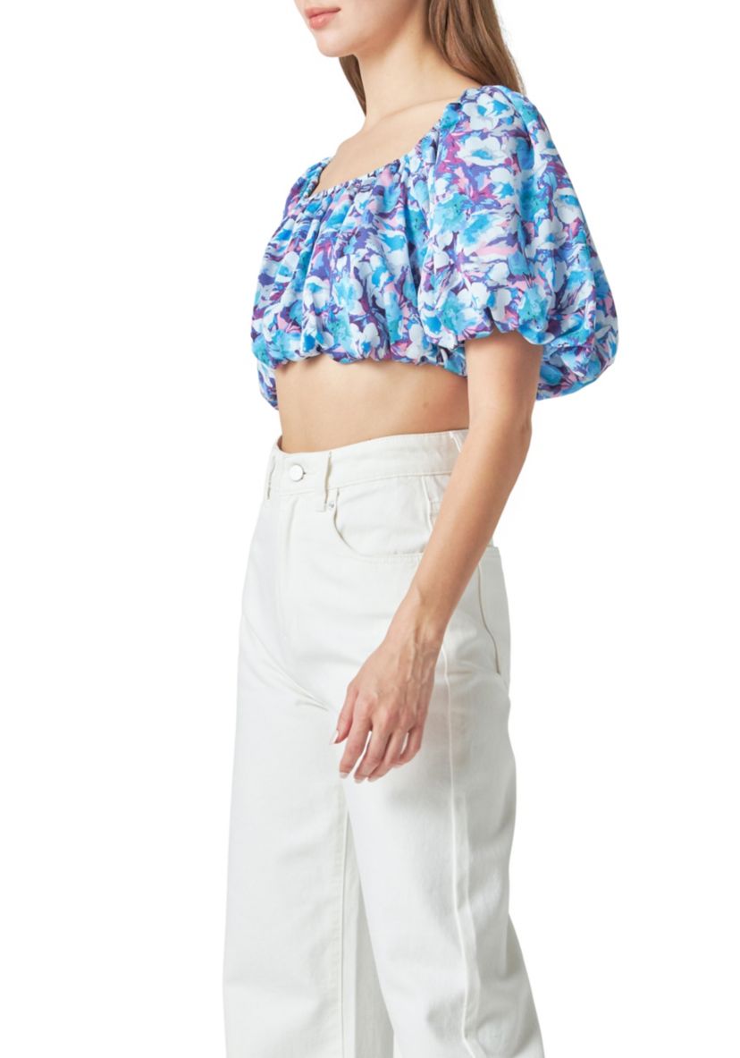 Floral Satin Effect Crop Top
