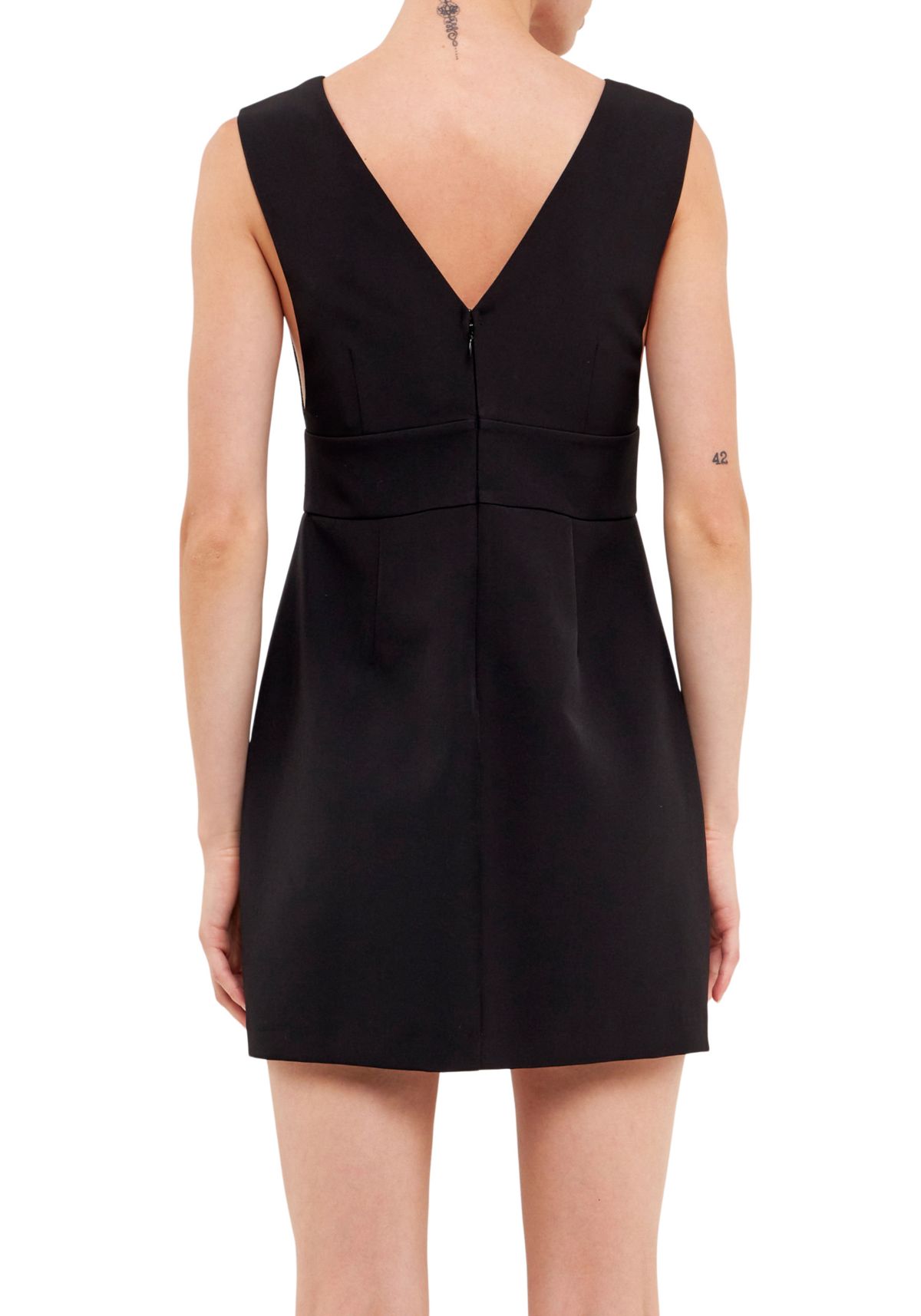 V-neckline Cut-out Detail Mini Dress