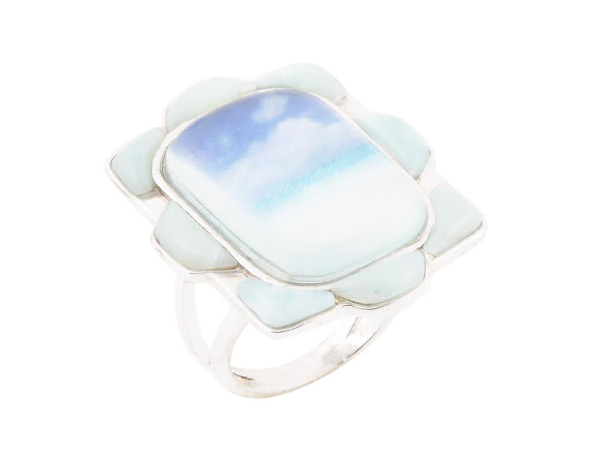 Scenic Beach Blue Larimar and Sterling Silver Ring