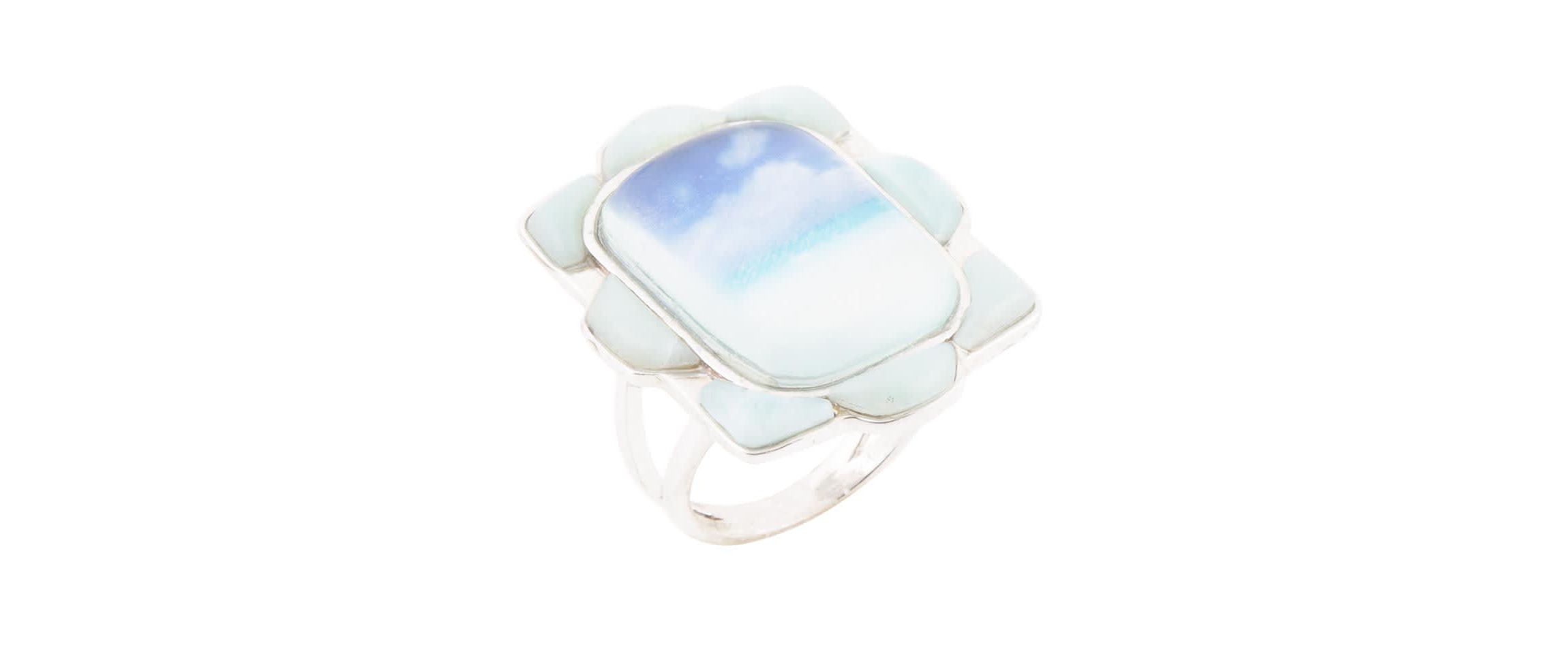 Scenic Beach Blue Larimar and Sterling Silver Ring