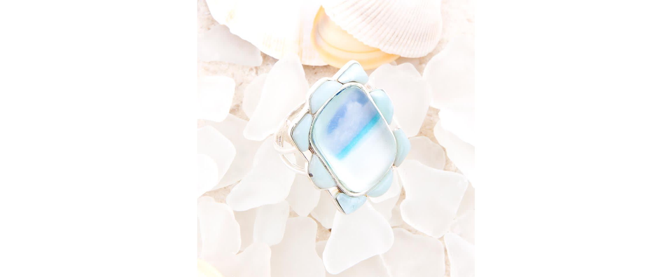 Scenic Beach Blue Larimar and Sterling Silver Ring