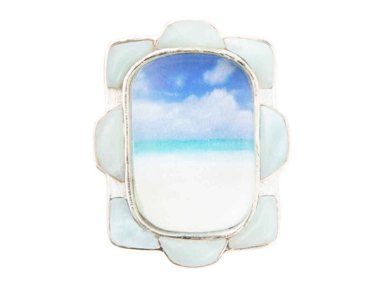 Scenic Beach Blue Larimar and Sterling Silver Ring