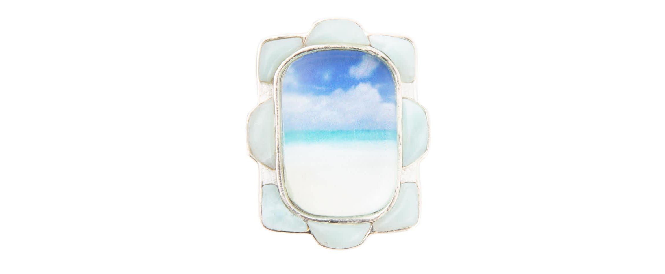 Scenic Beach Blue Larimar and Sterling Silver Ring