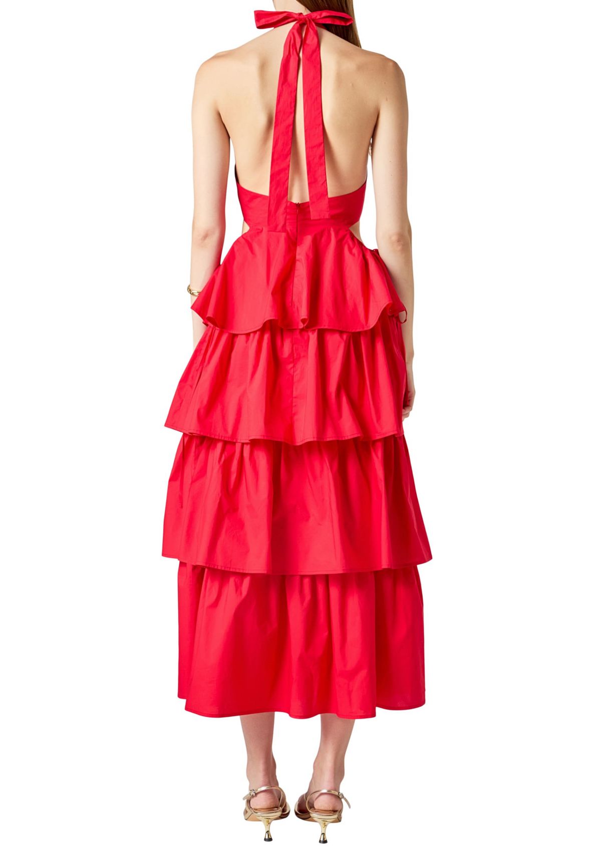 SOLID COLOR HALTER MAXI DRESS