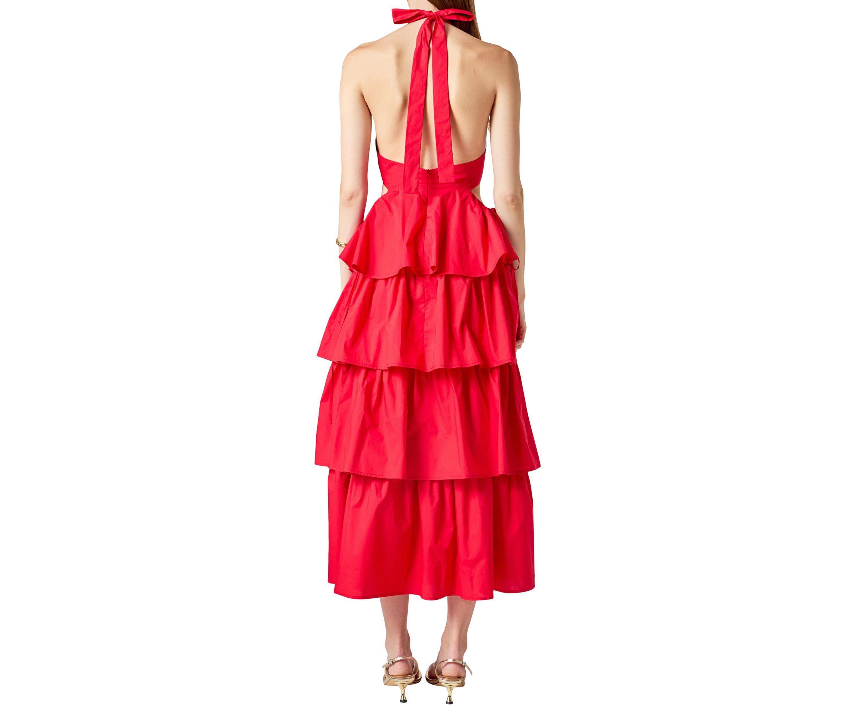 SOLID COLOR HALTER MAXI DRESS