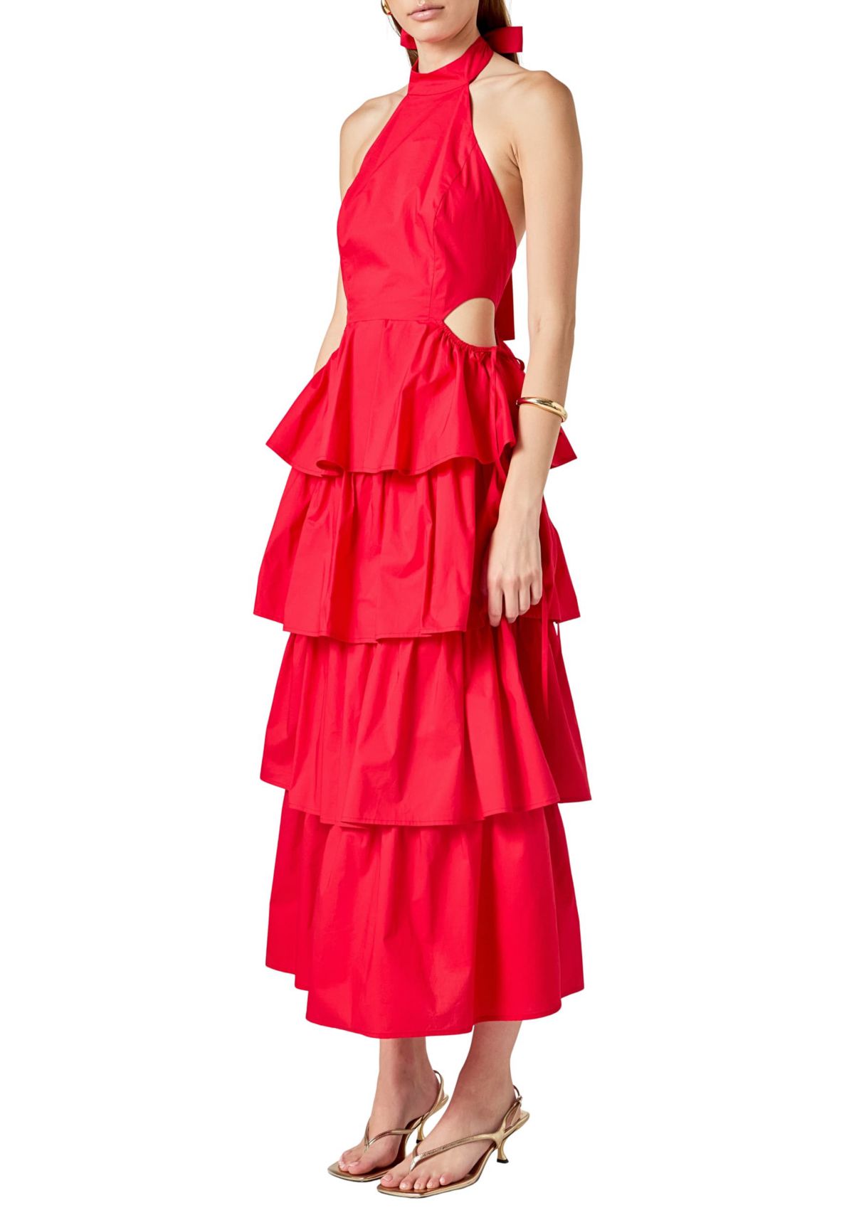 SOLID COLOR HALTER MAXI DRESS