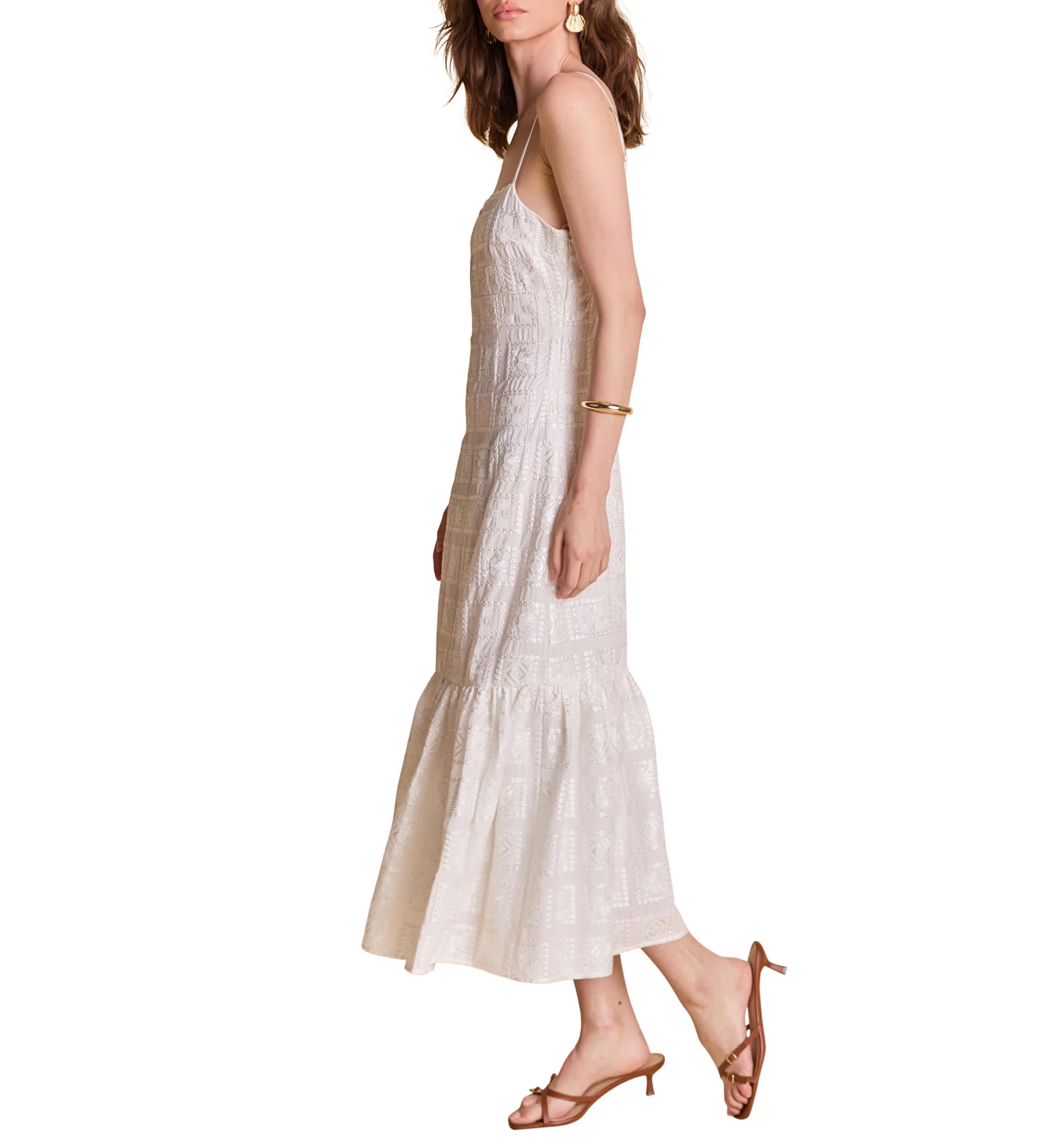 Embroidred Sequins Maxi Dress