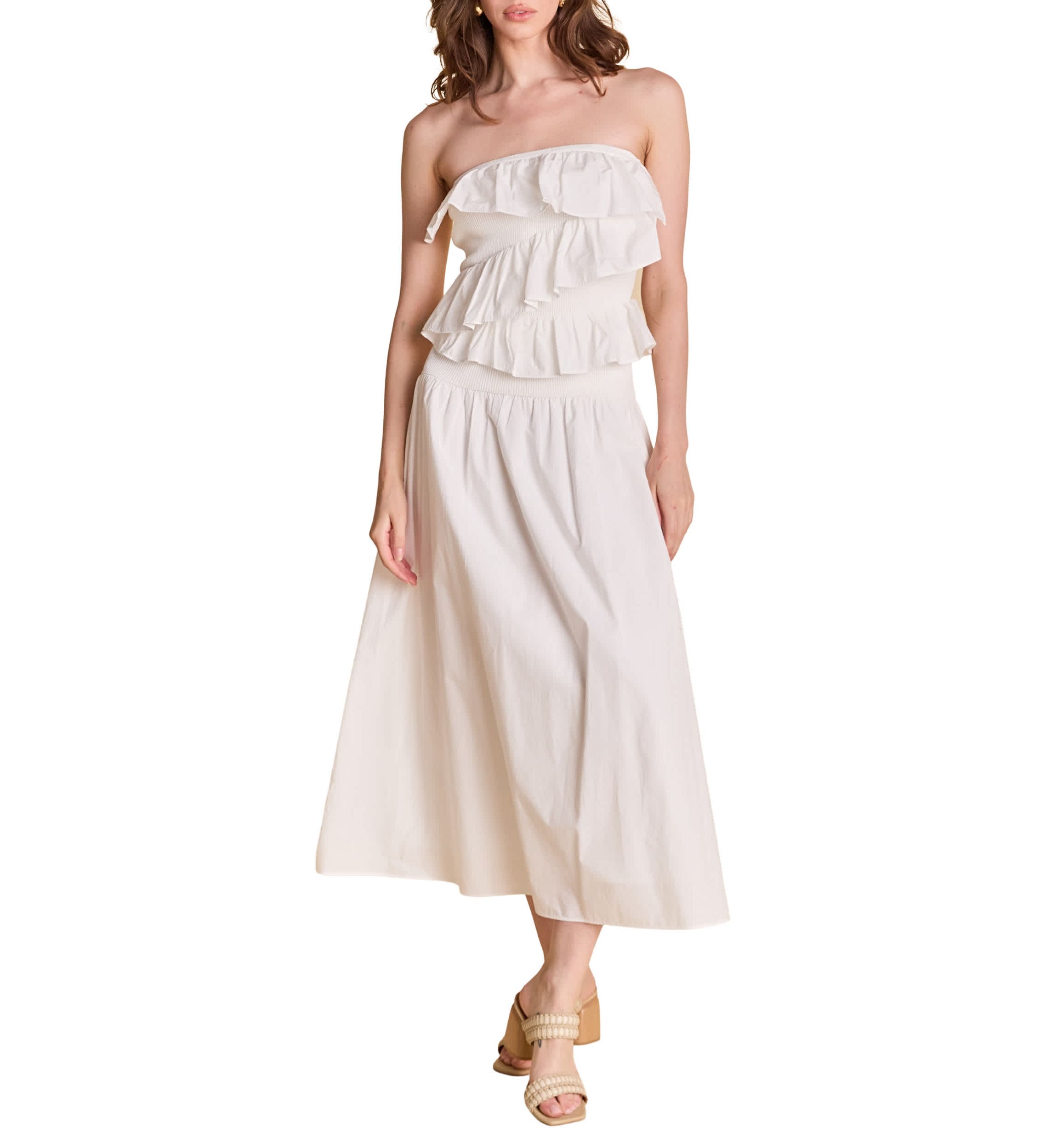 Mixed MEdia Strapless Maxi Dress