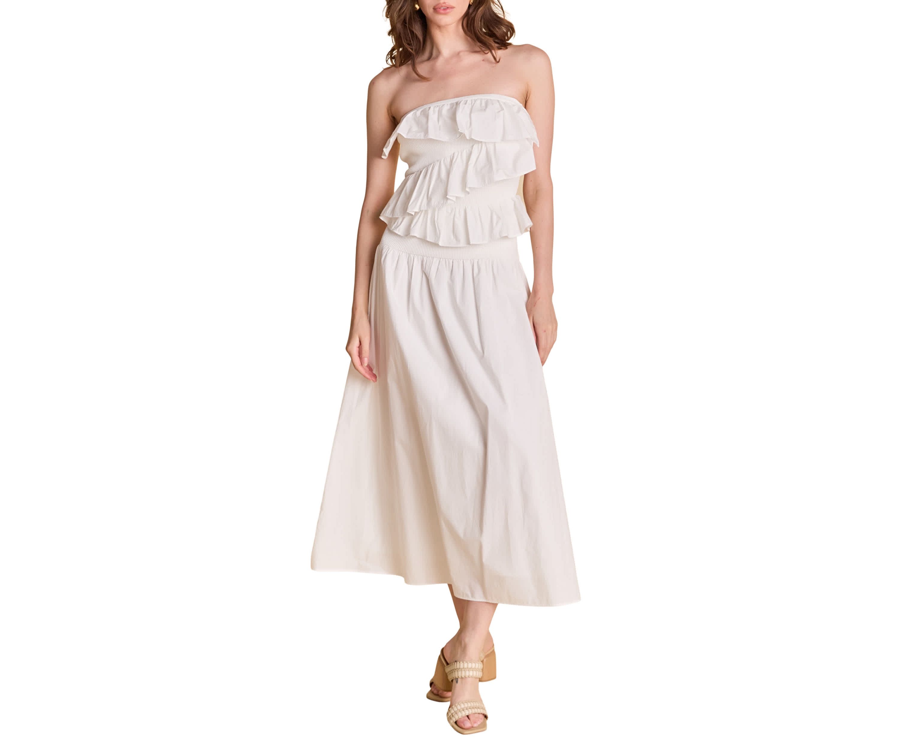 Mixed MEdia Strapless Maxi Dress