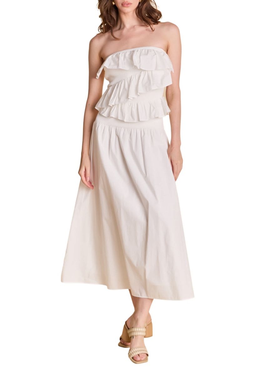 Mixed MEdia Strapless Maxi Dress