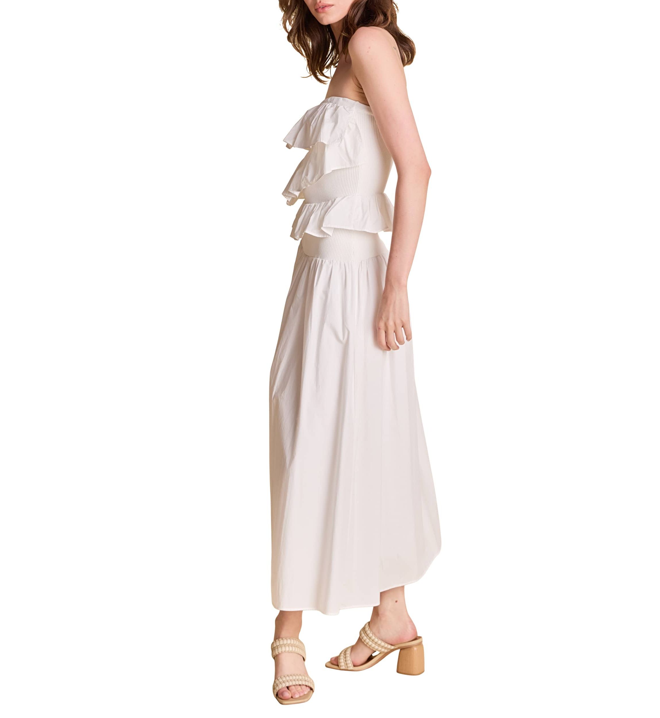 Mixed MEdia Strapless Maxi Dress
