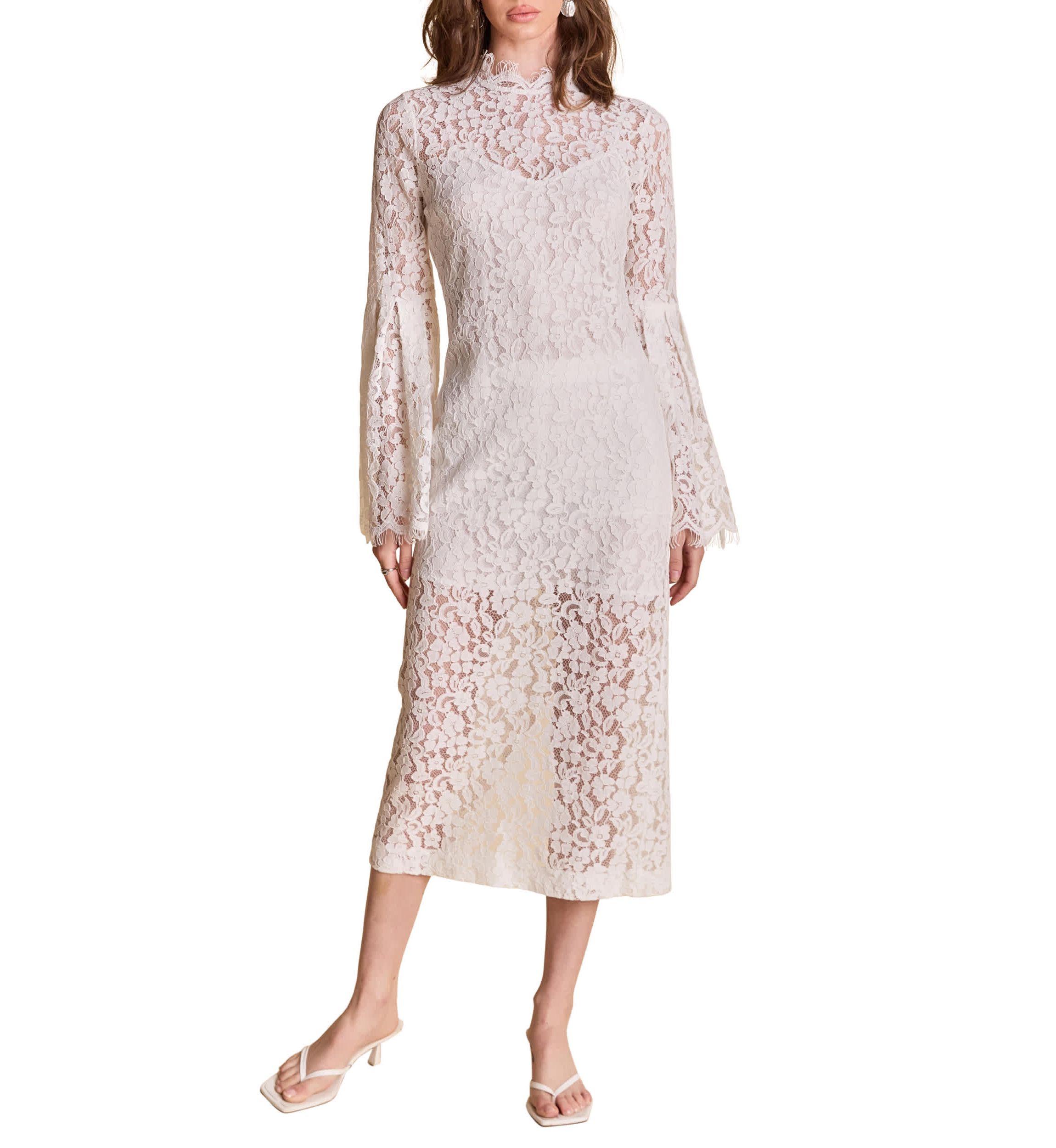 Lace Column Midi Dress