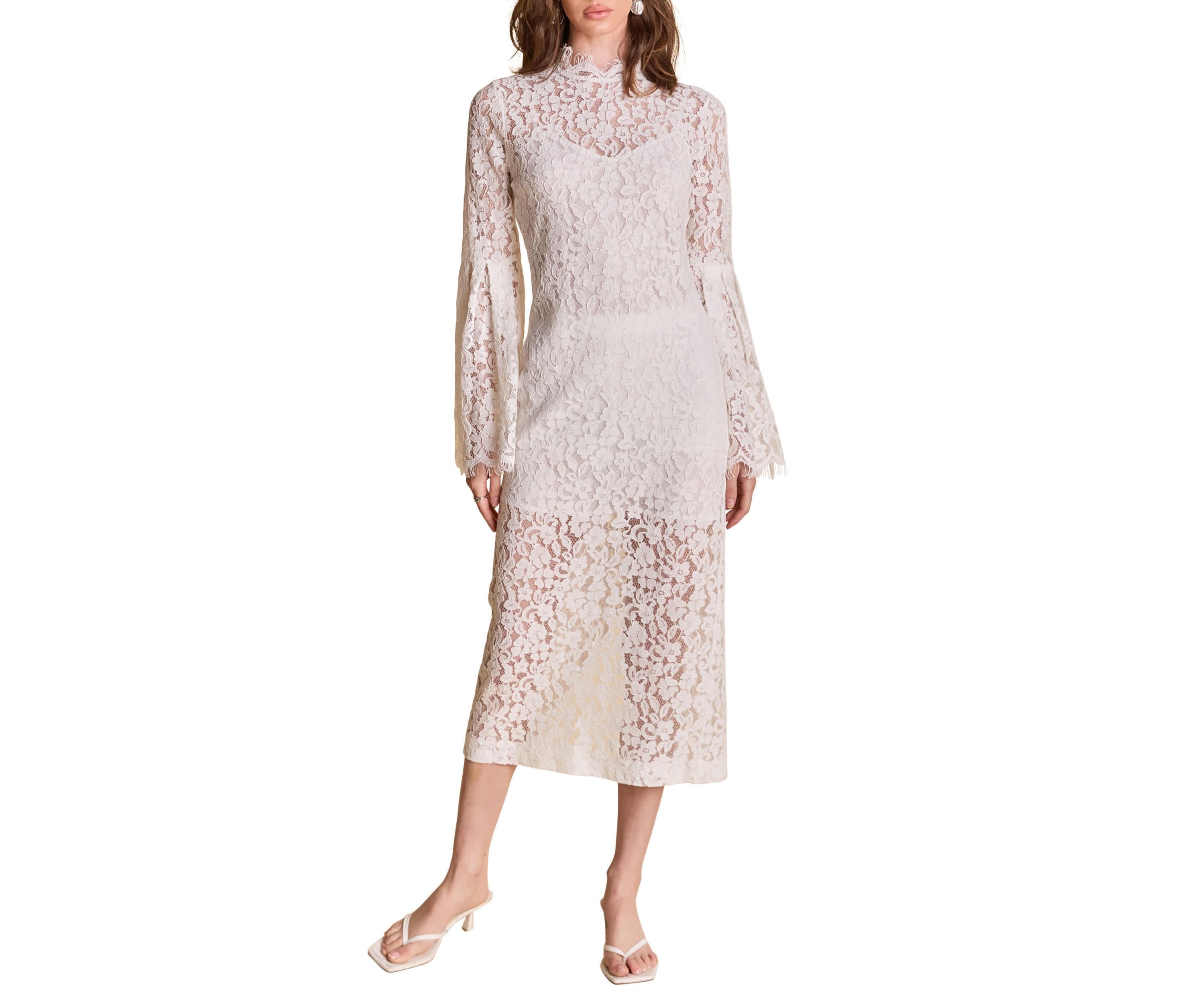 Lace Column Midi Dress