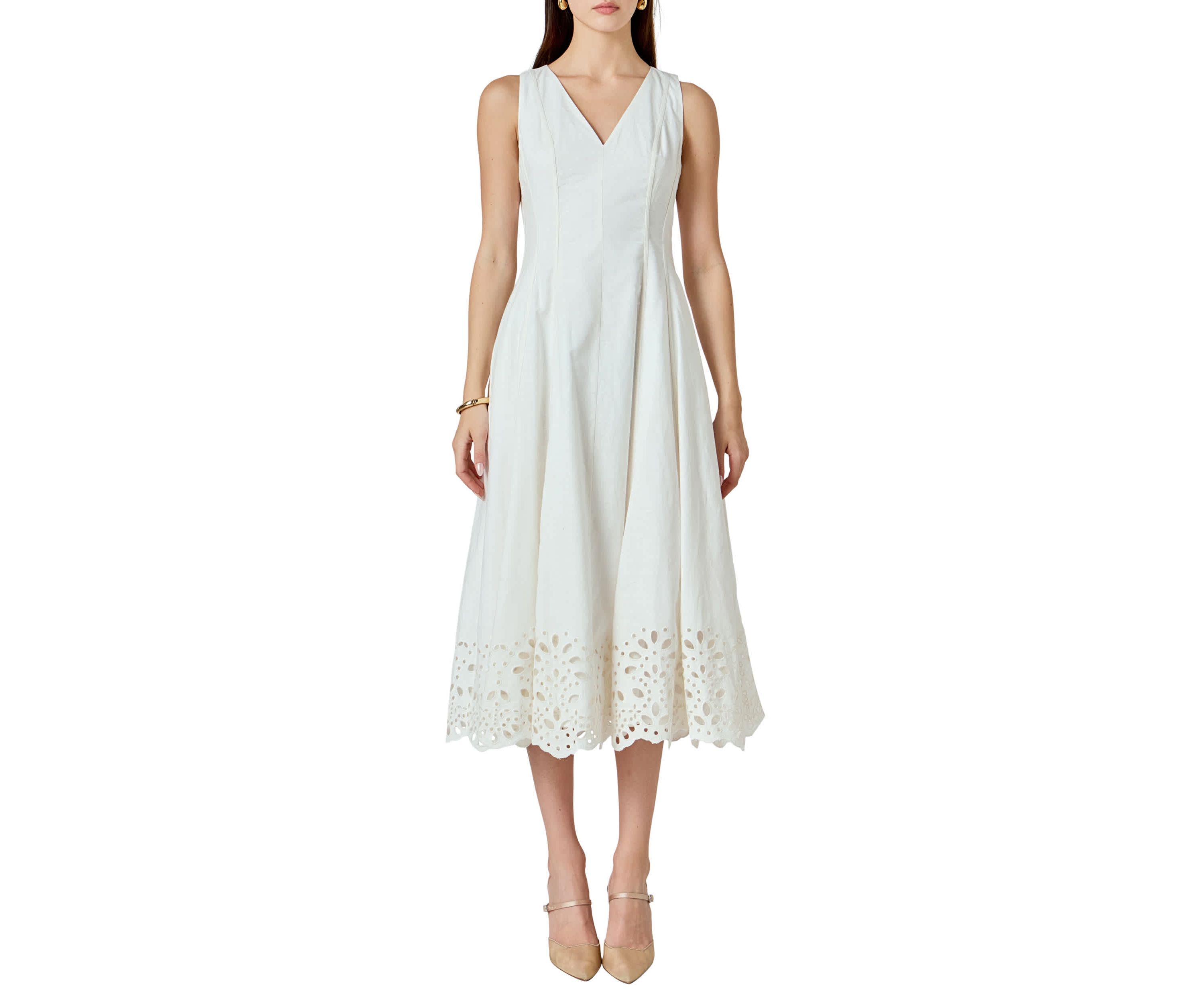 Embroidered Flounce Maxi Dress