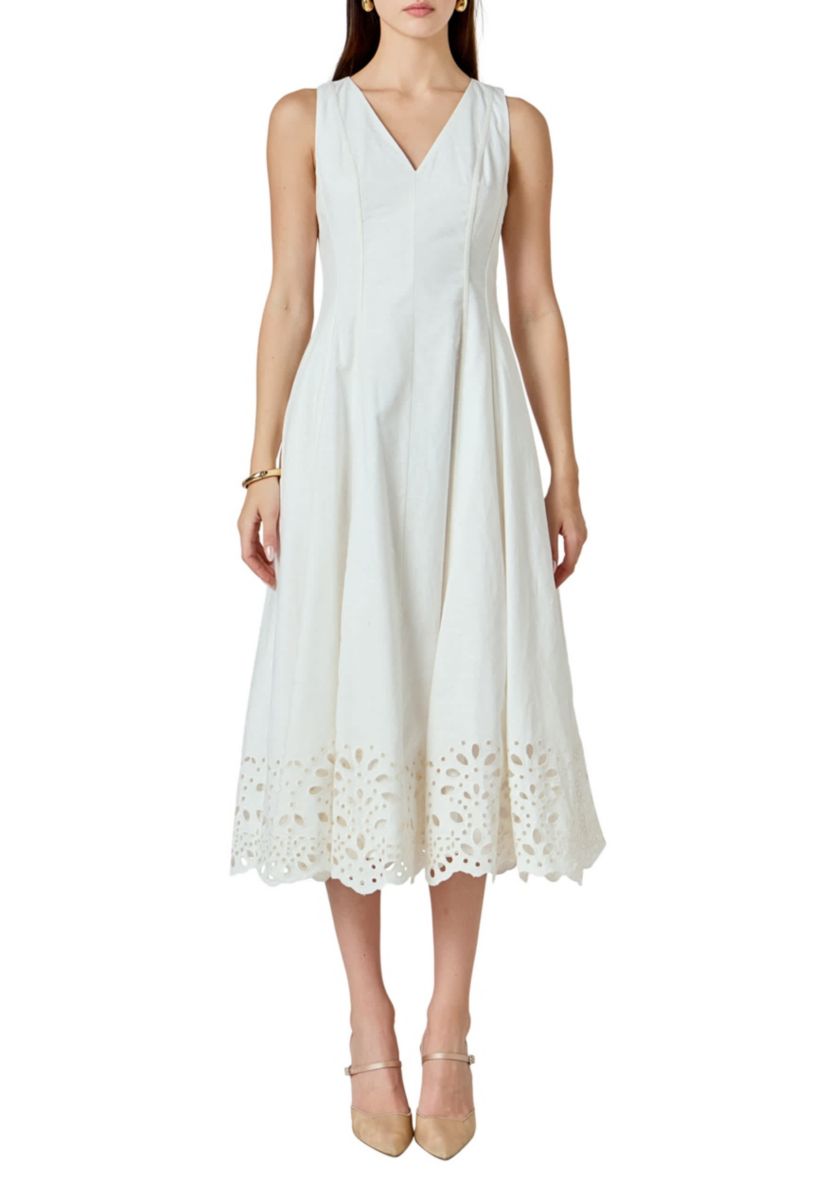 Embroidered Flounce Maxi Dress