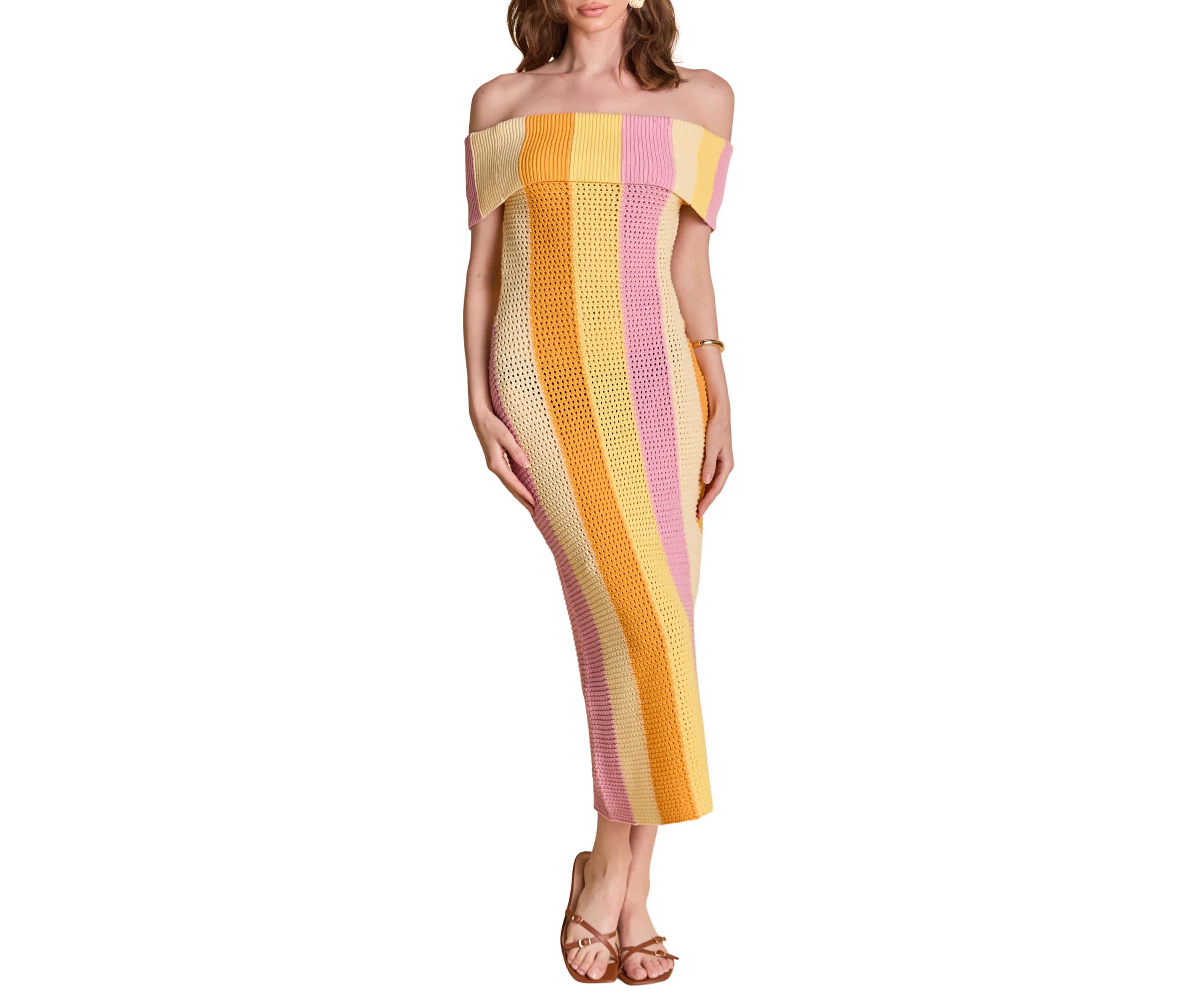 Off Shoulder Sleeveless Midi Dress