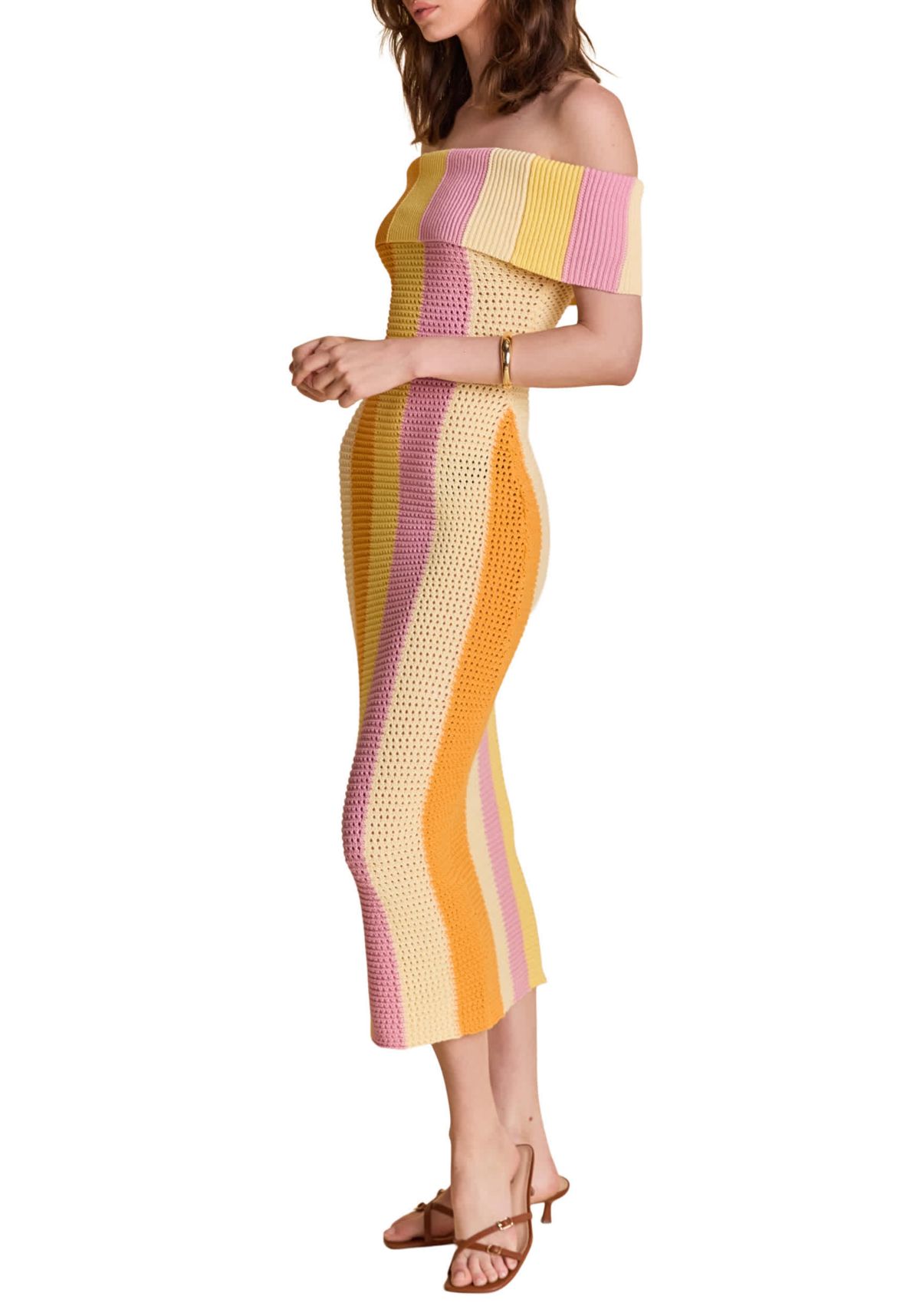 Off Shoulder Sleeveless Midi Dress