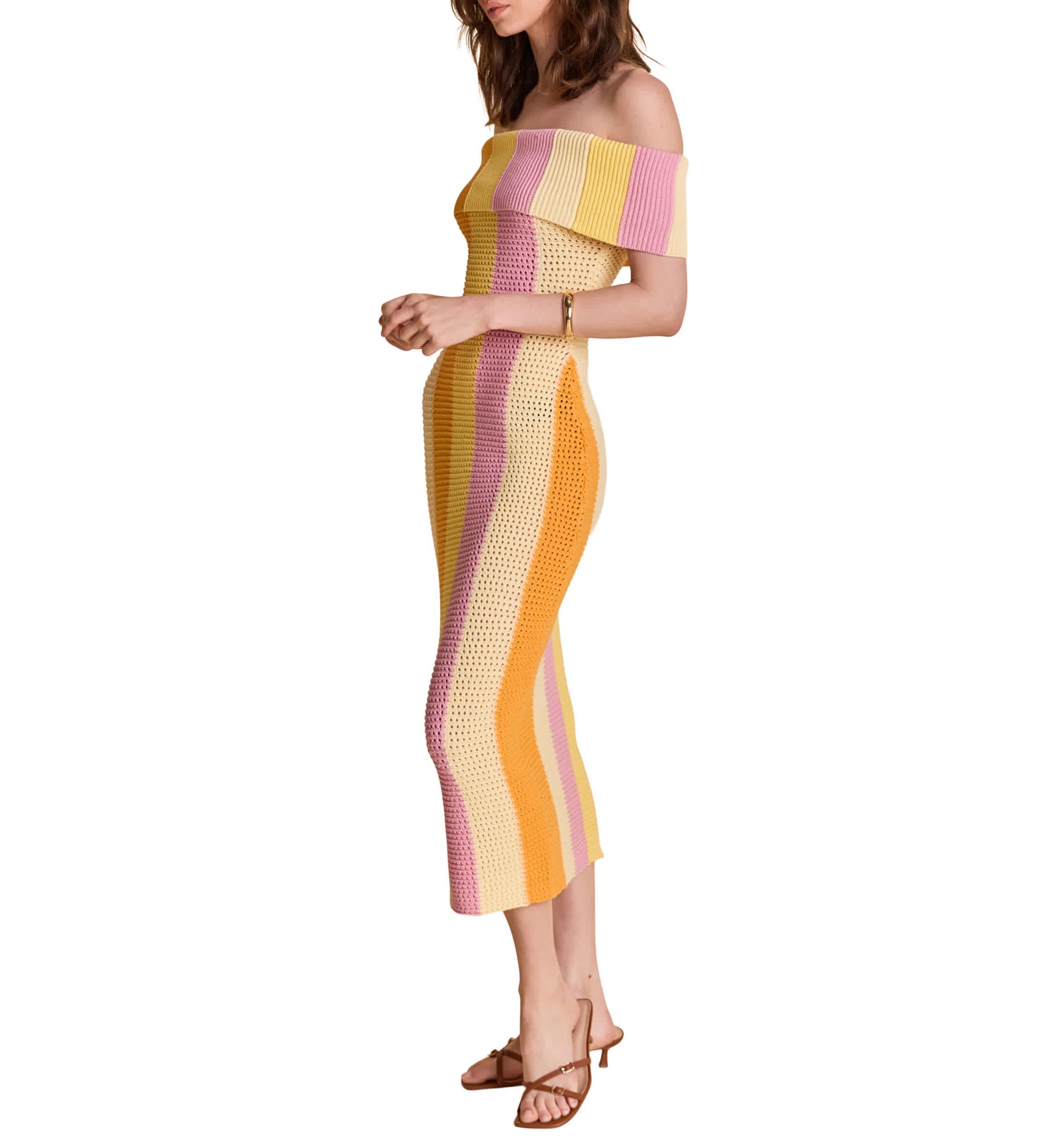 Off Shoulder Sleeveless Midi Dress