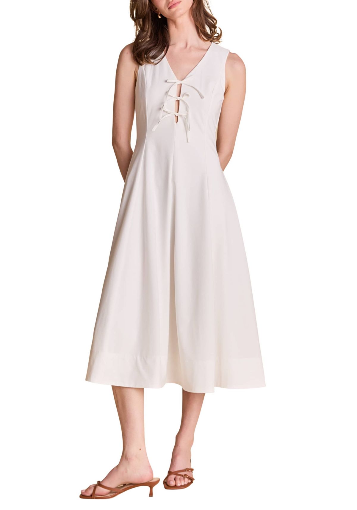 Front Bow Tie Midi Dress