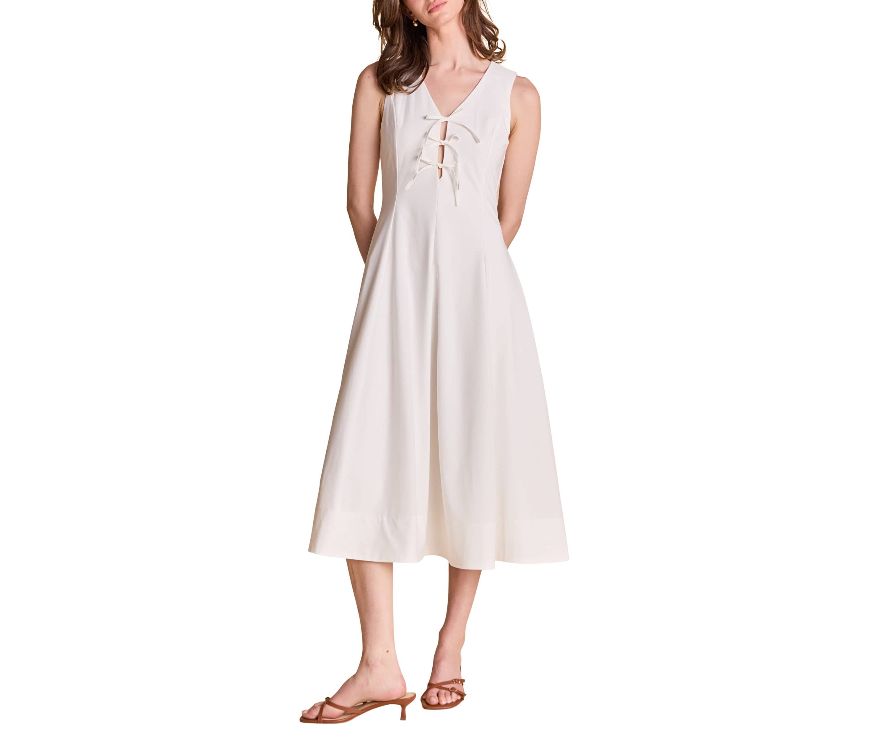 Front Bow Tie Midi Dress