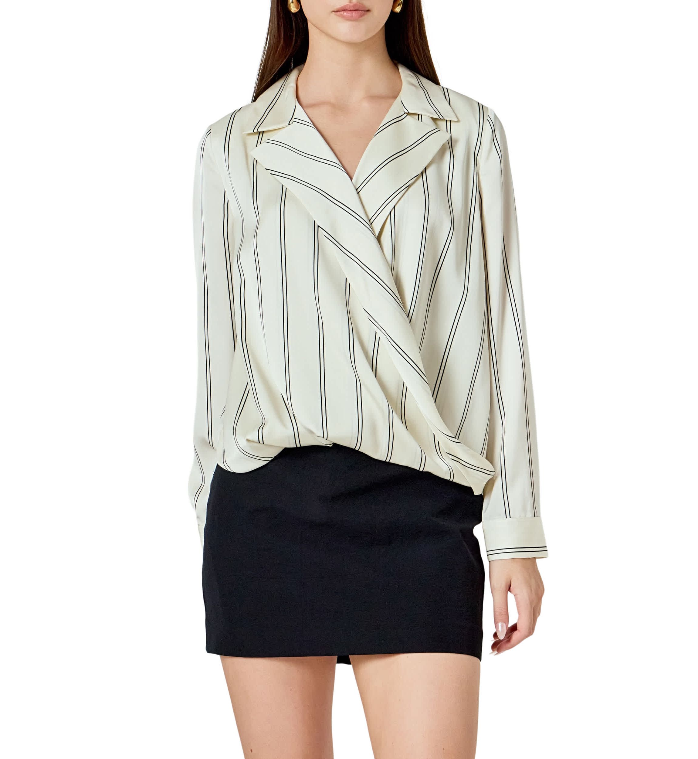 Striped Wrap Blouse