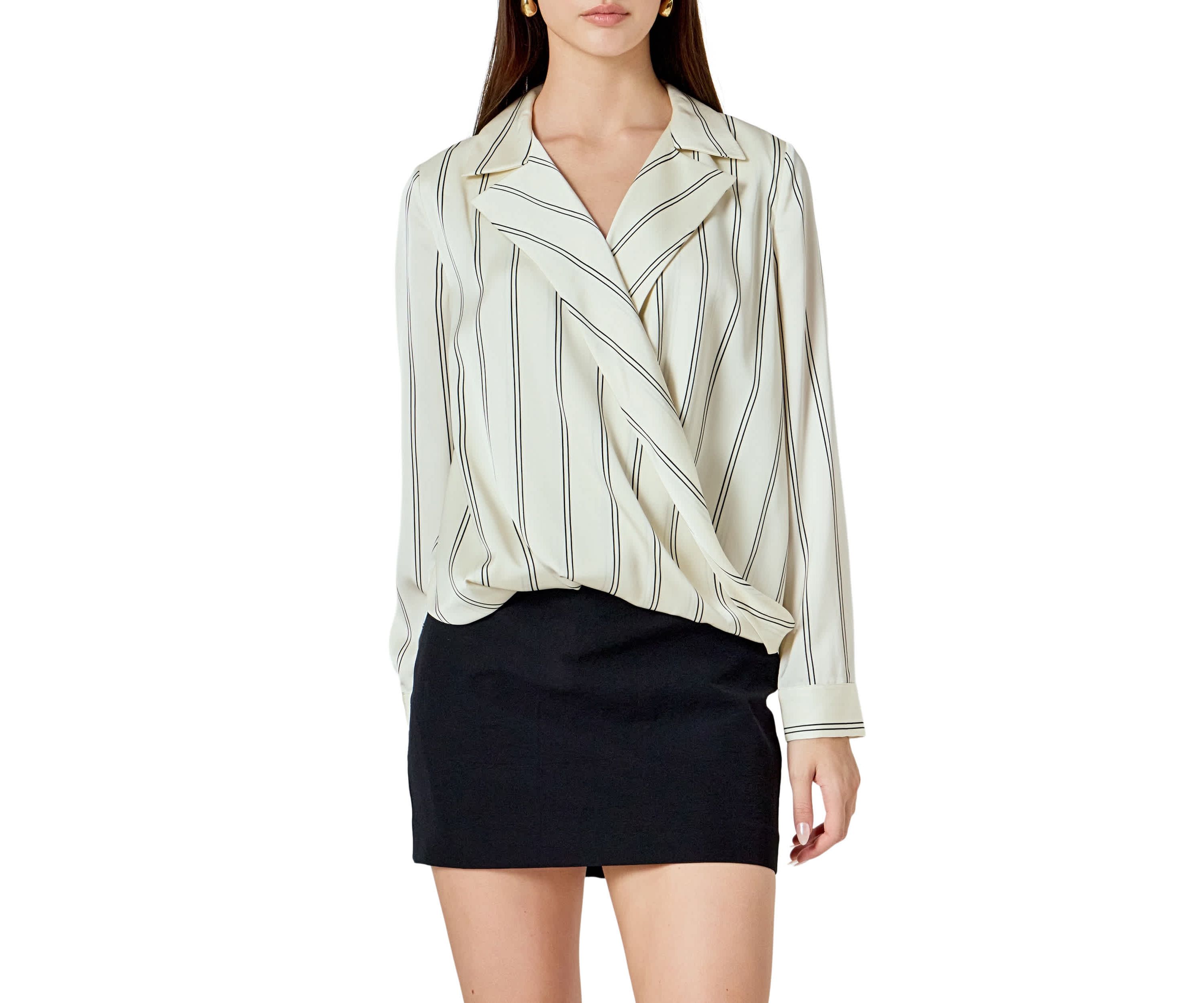 Striped Wrap Blouse