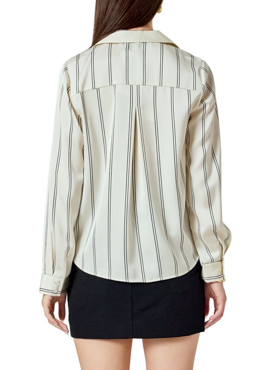 Striped Wrap Blouse