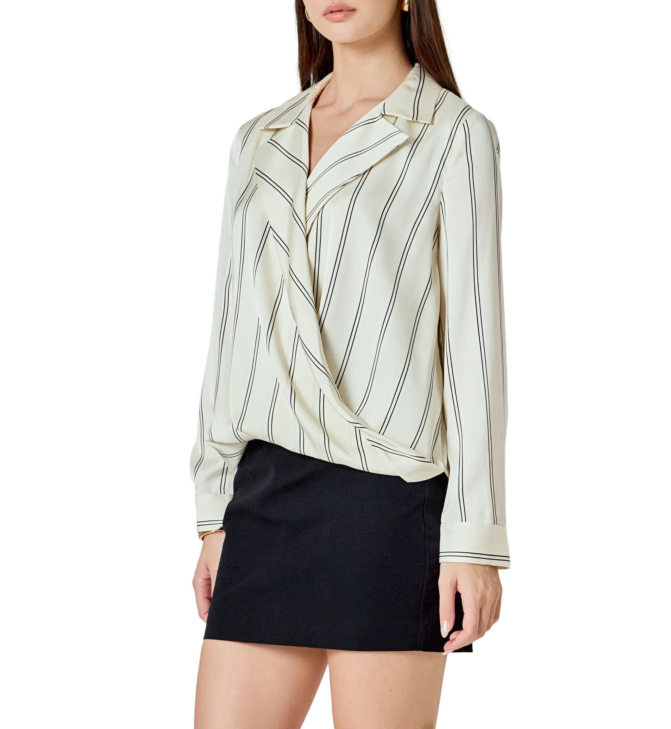 Striped Wrap Blouse