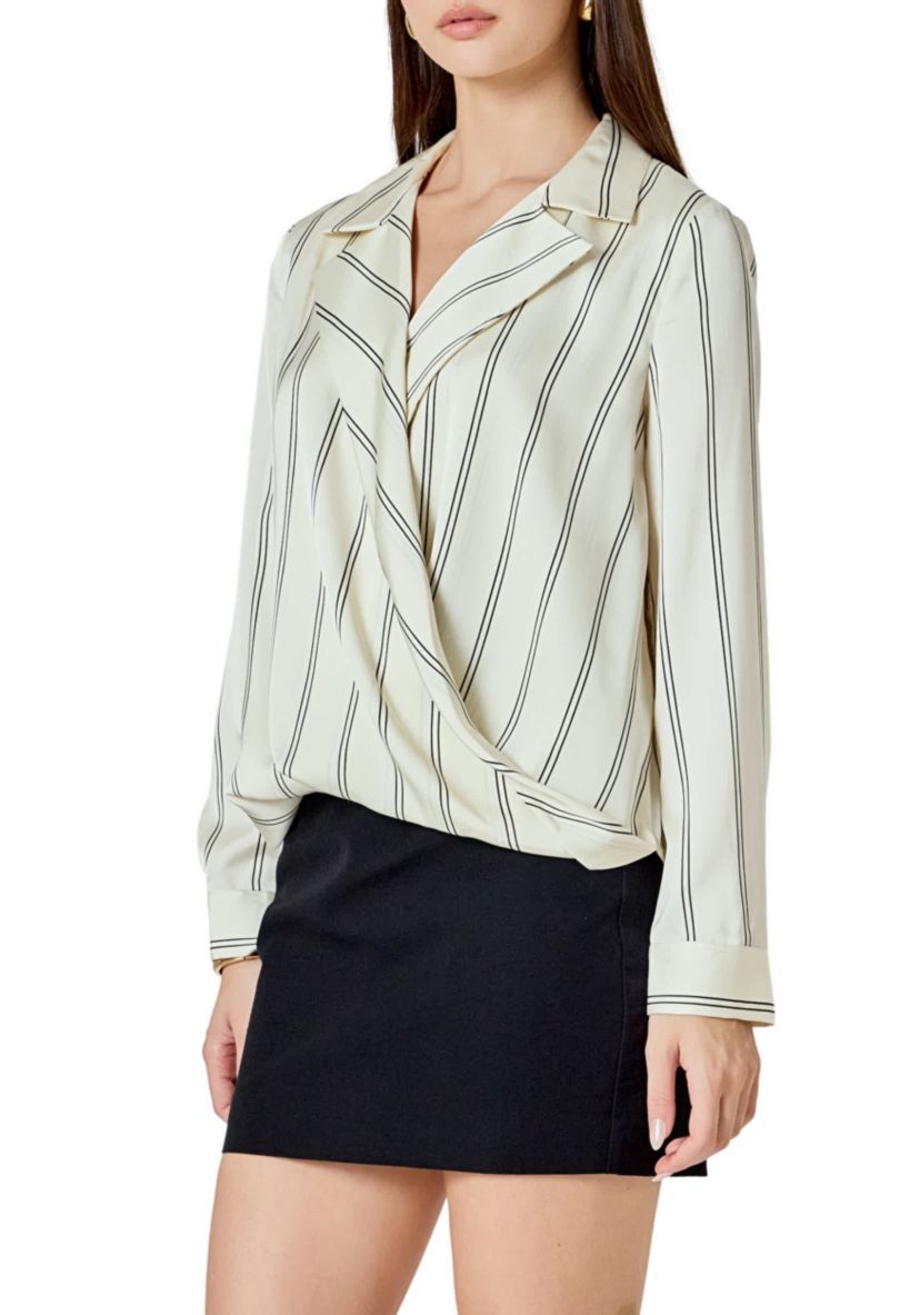 Striped Wrap Blouse