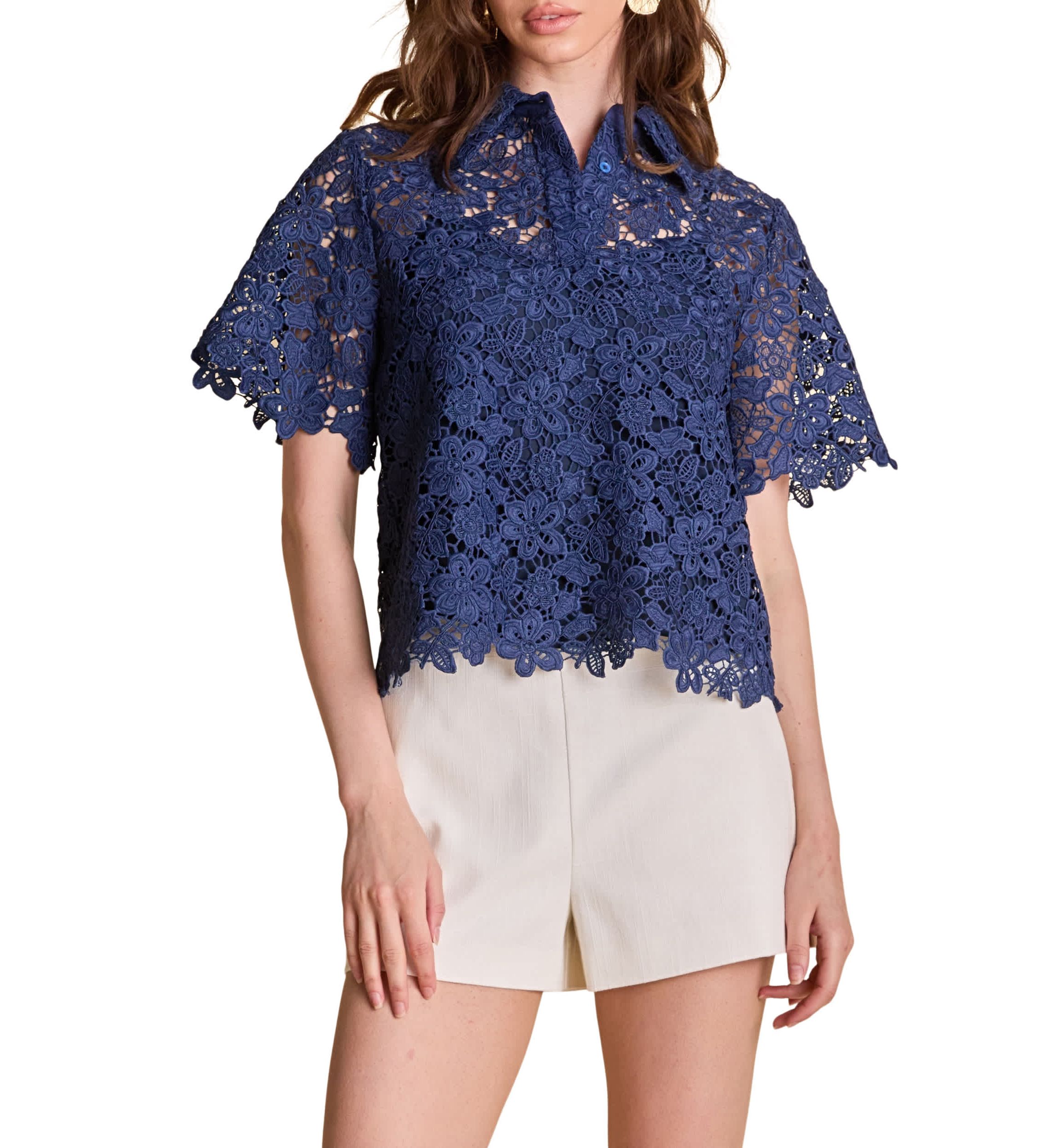 Lace Collared Top