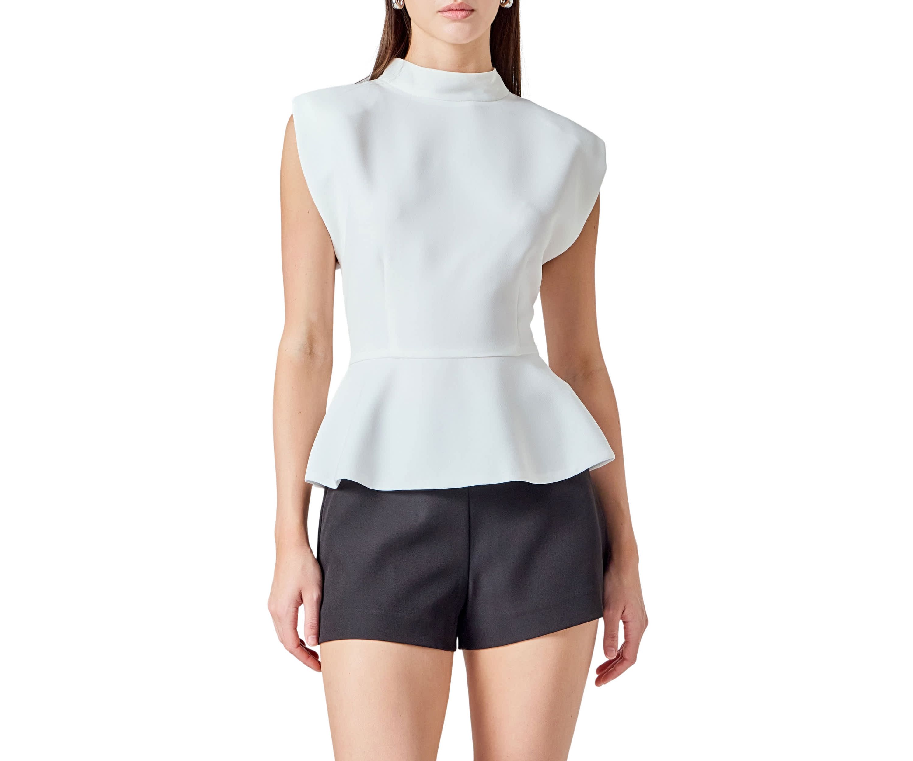 Mock Neck Sleeveless Peplum Top