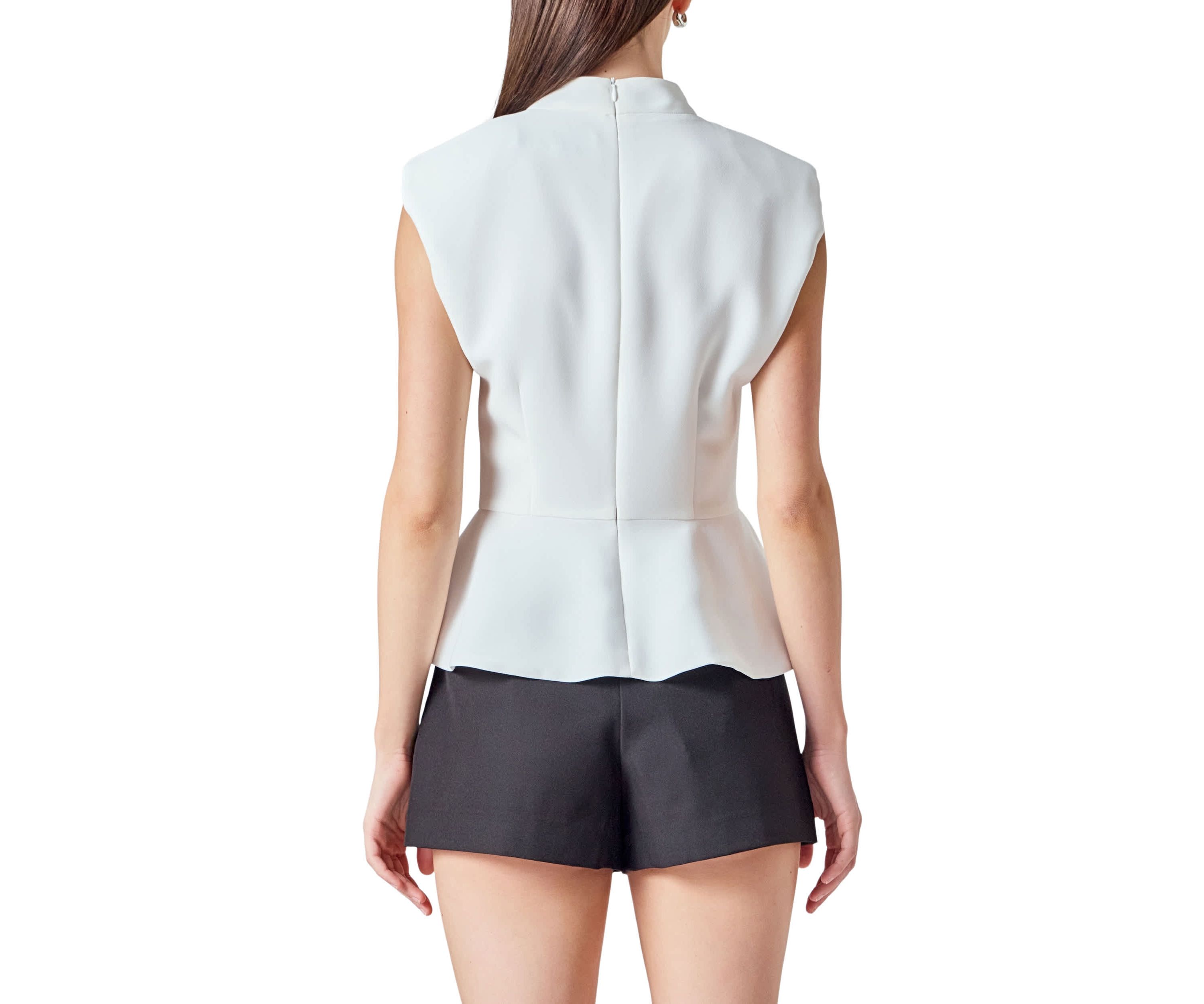 Mock Neck Sleeveless Peplum Top
