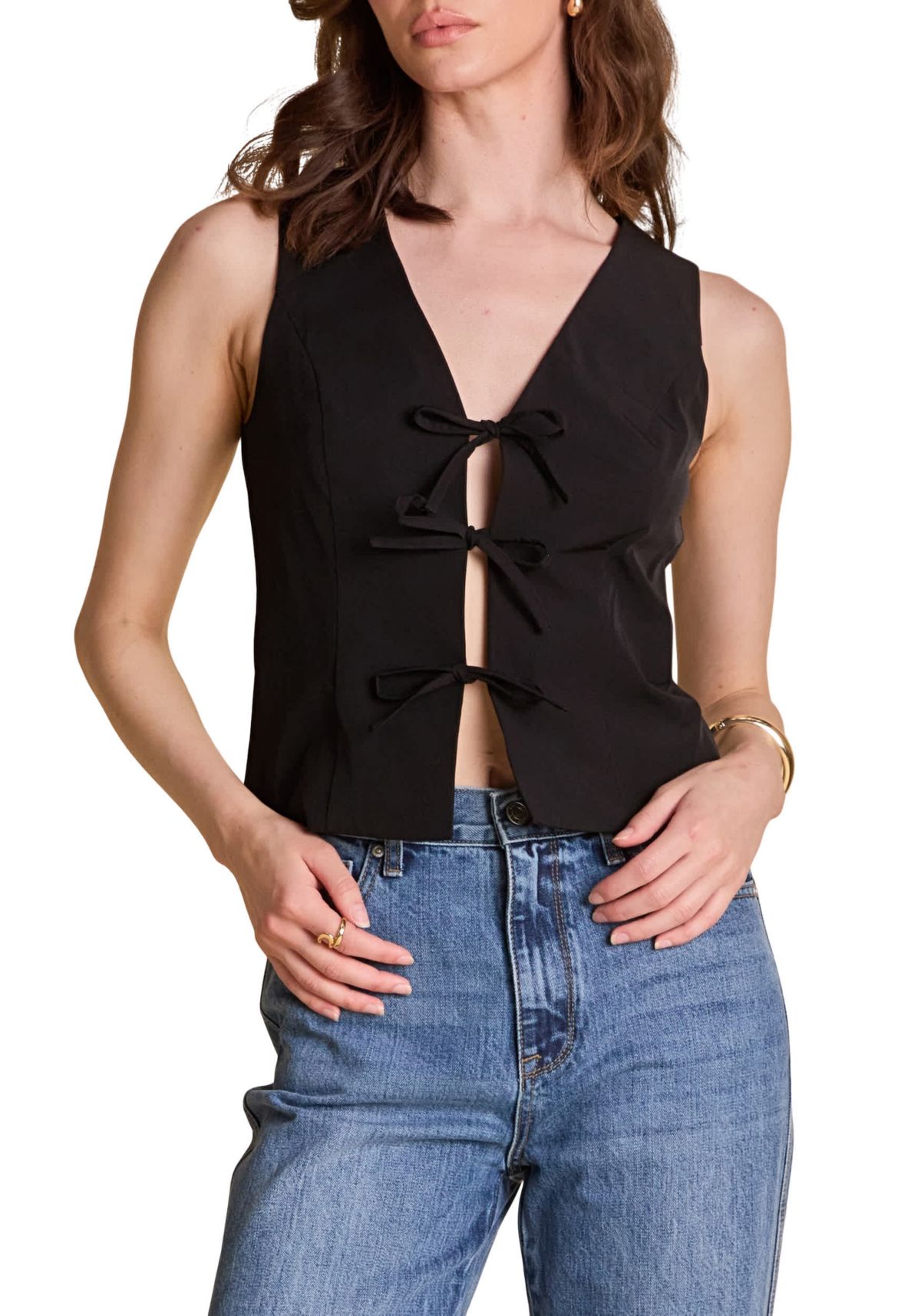 Front Bow Tie Stretch Top