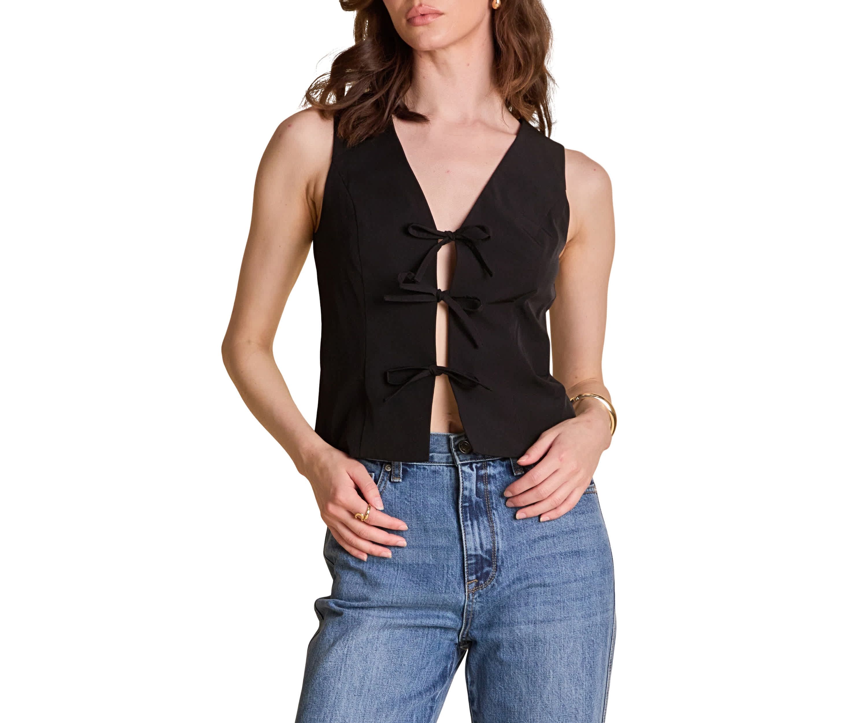 Front Bow Tie Stretch Top