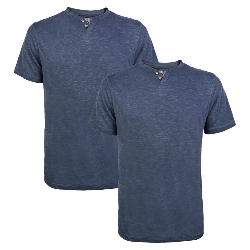 2-Pack Mens Modal Short Sleeve Henley T-Shirt