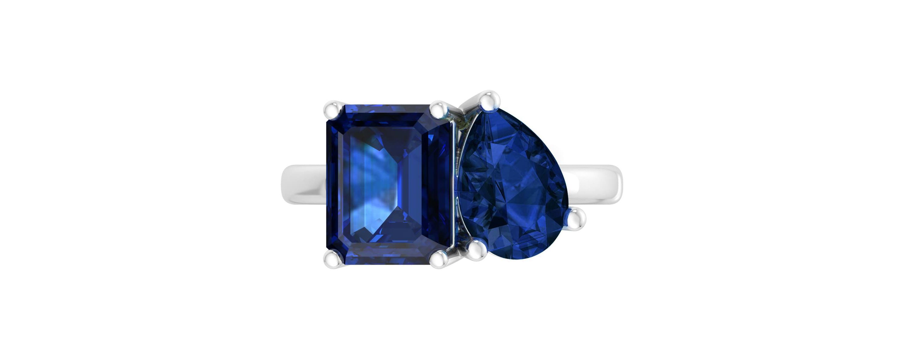 Lab Created Martha Stewart 4 3/4 Carat Sapphire Two Stone Ring In Sterling Silver